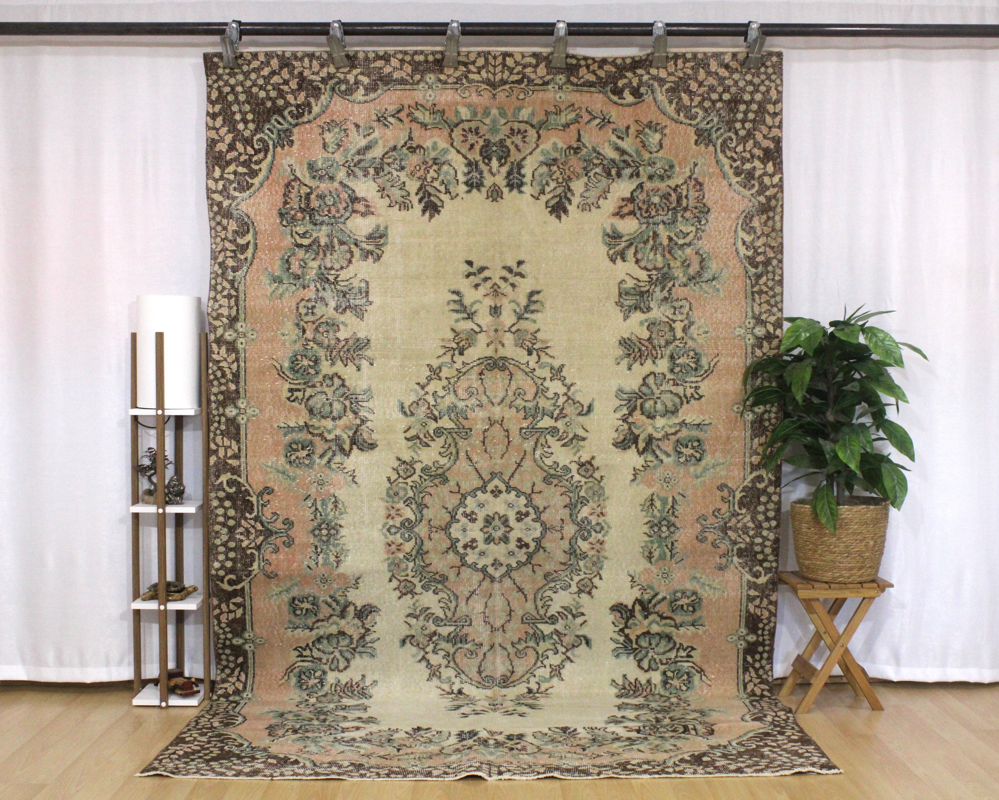 Turkish Vintage Hand-Knotted Wool Rug