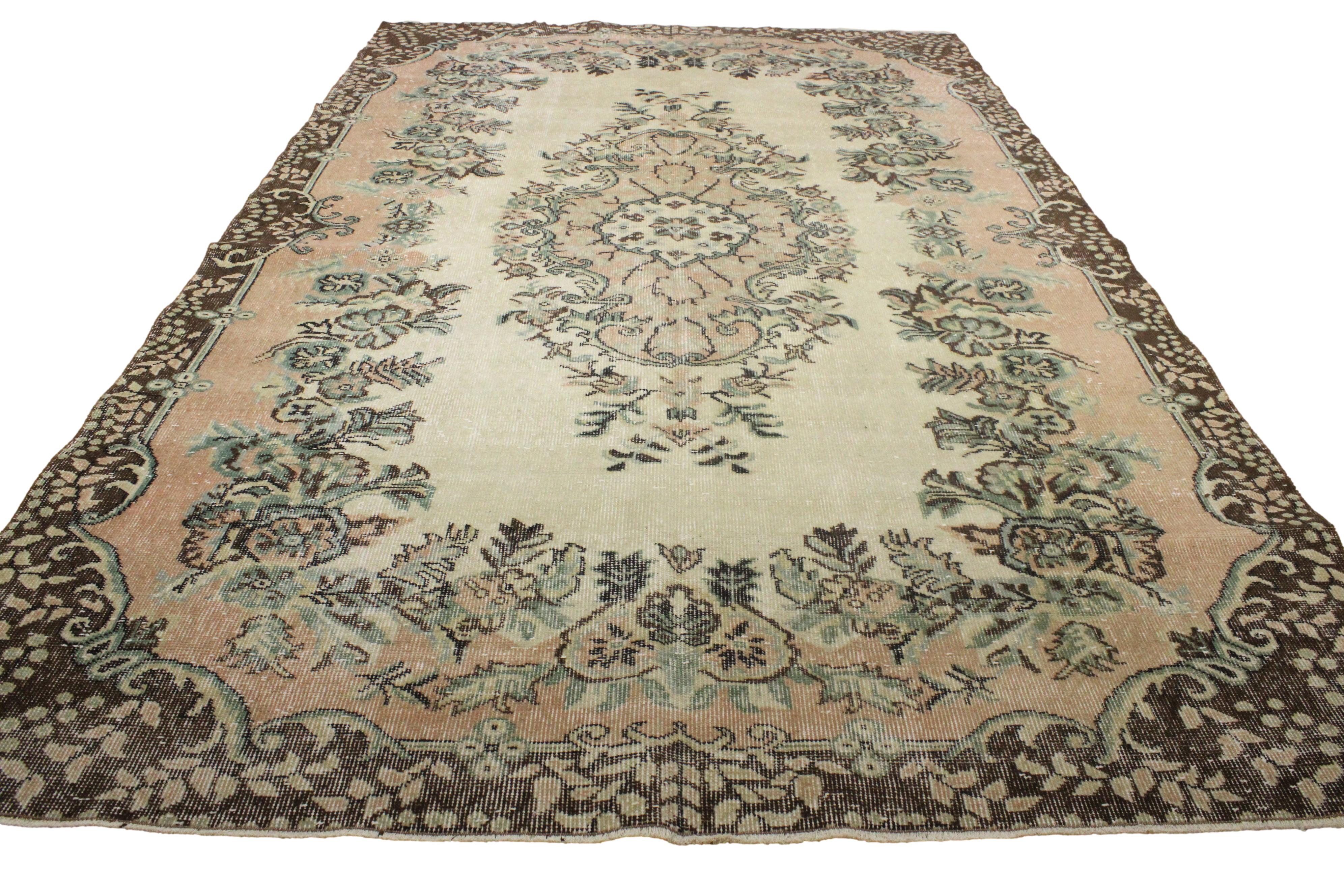 Turkish Vintage Hand-Knotted Wool Rug