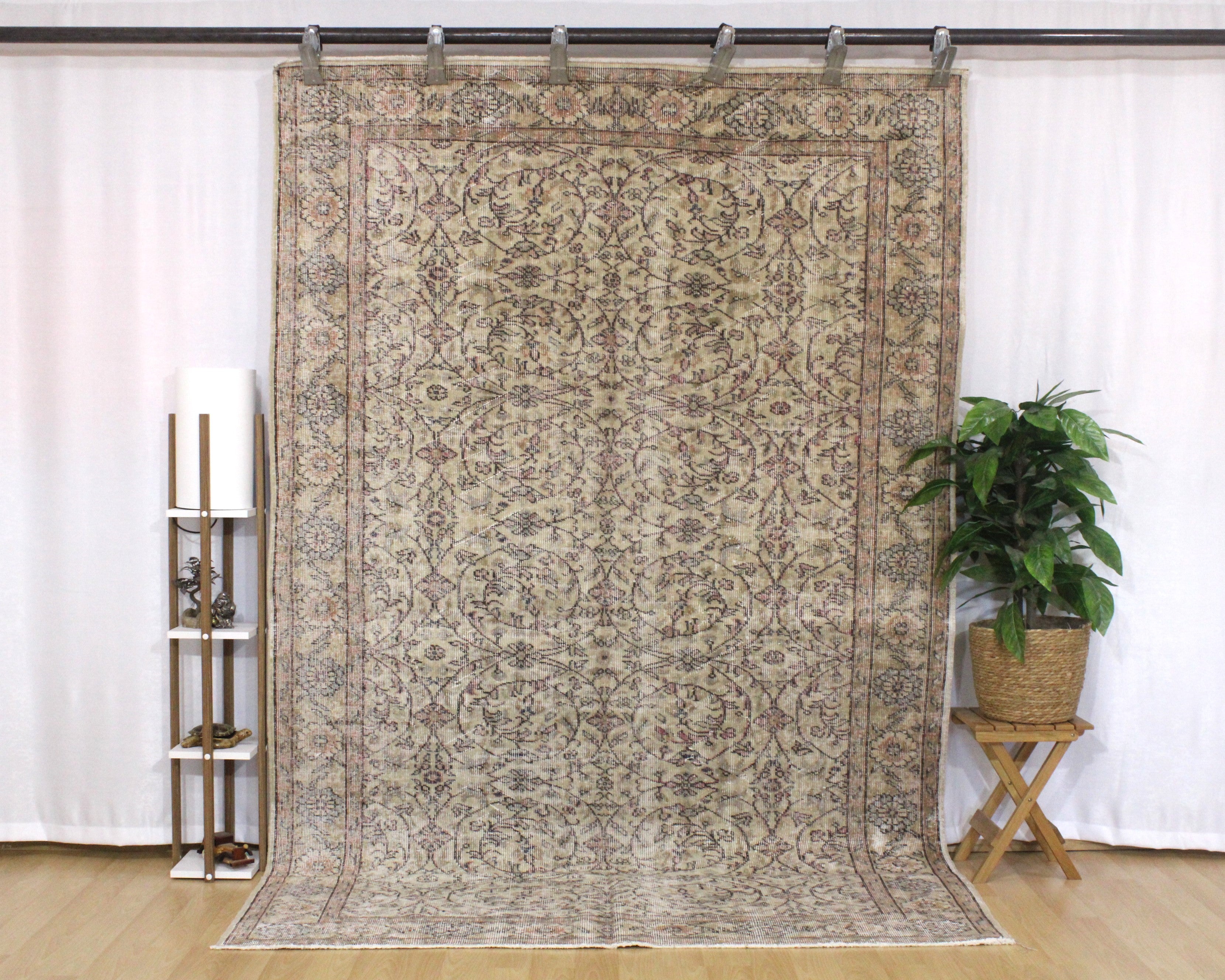 Turkish Vintage Hand-Knotted Wool Rug