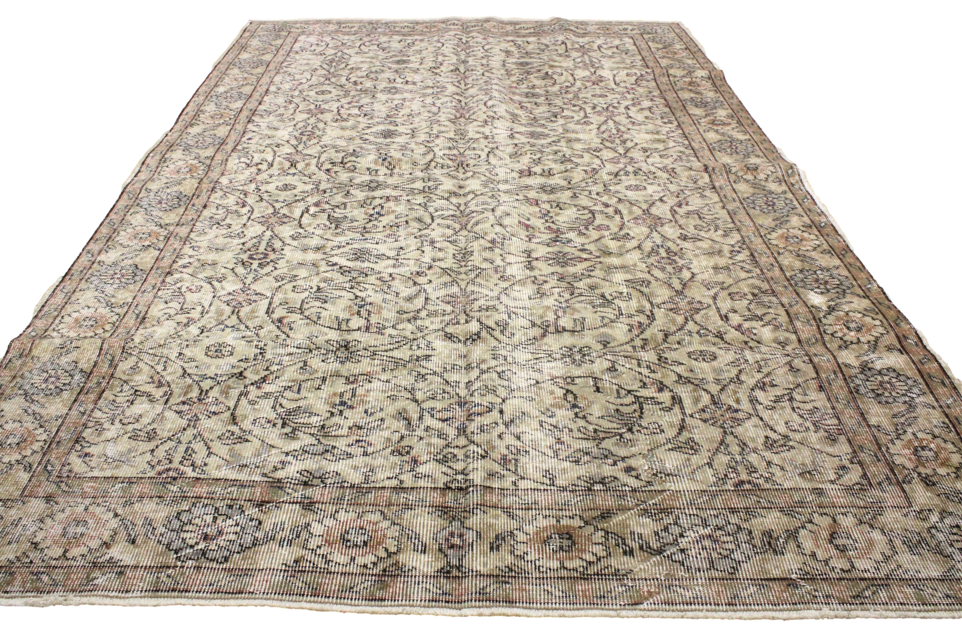 Turkish Vintage Hand-Knotted Wool Rug
