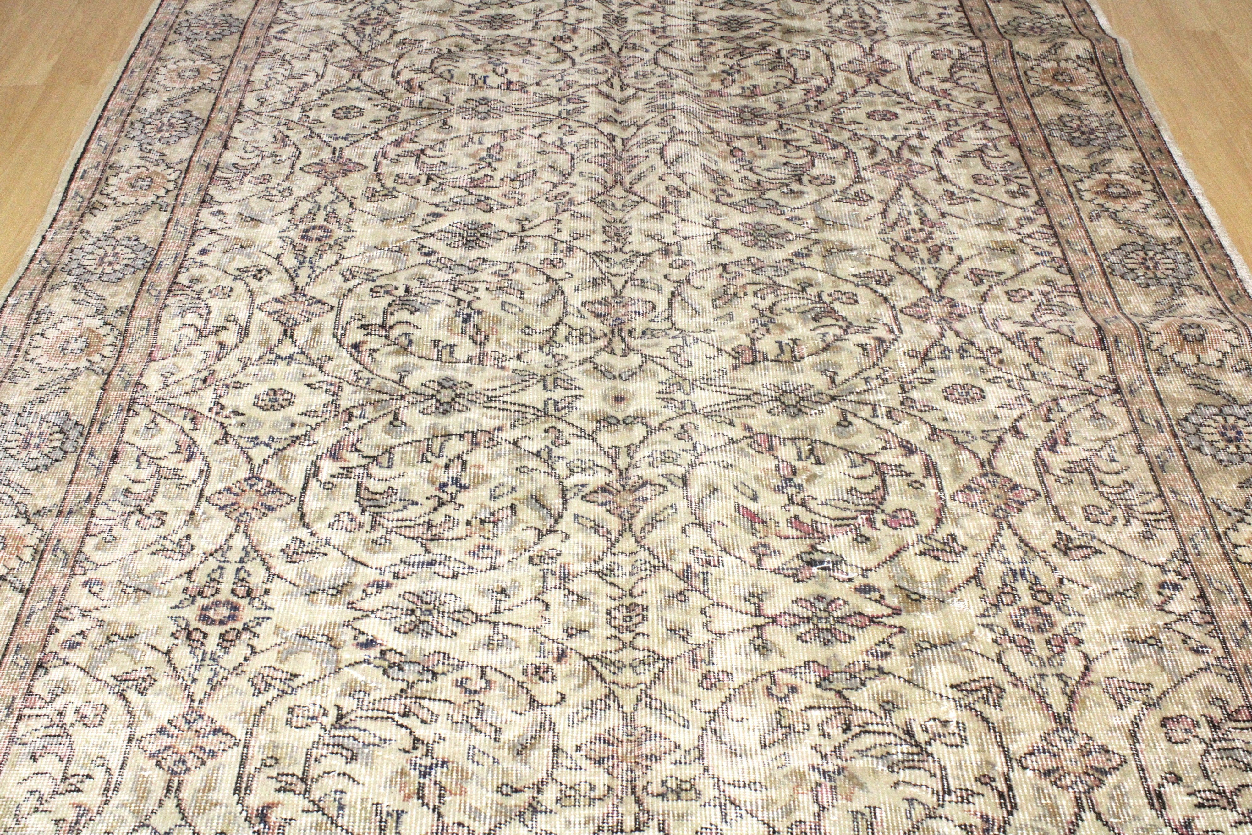 Turkish Vintage Hand-Knotted Wool Rug