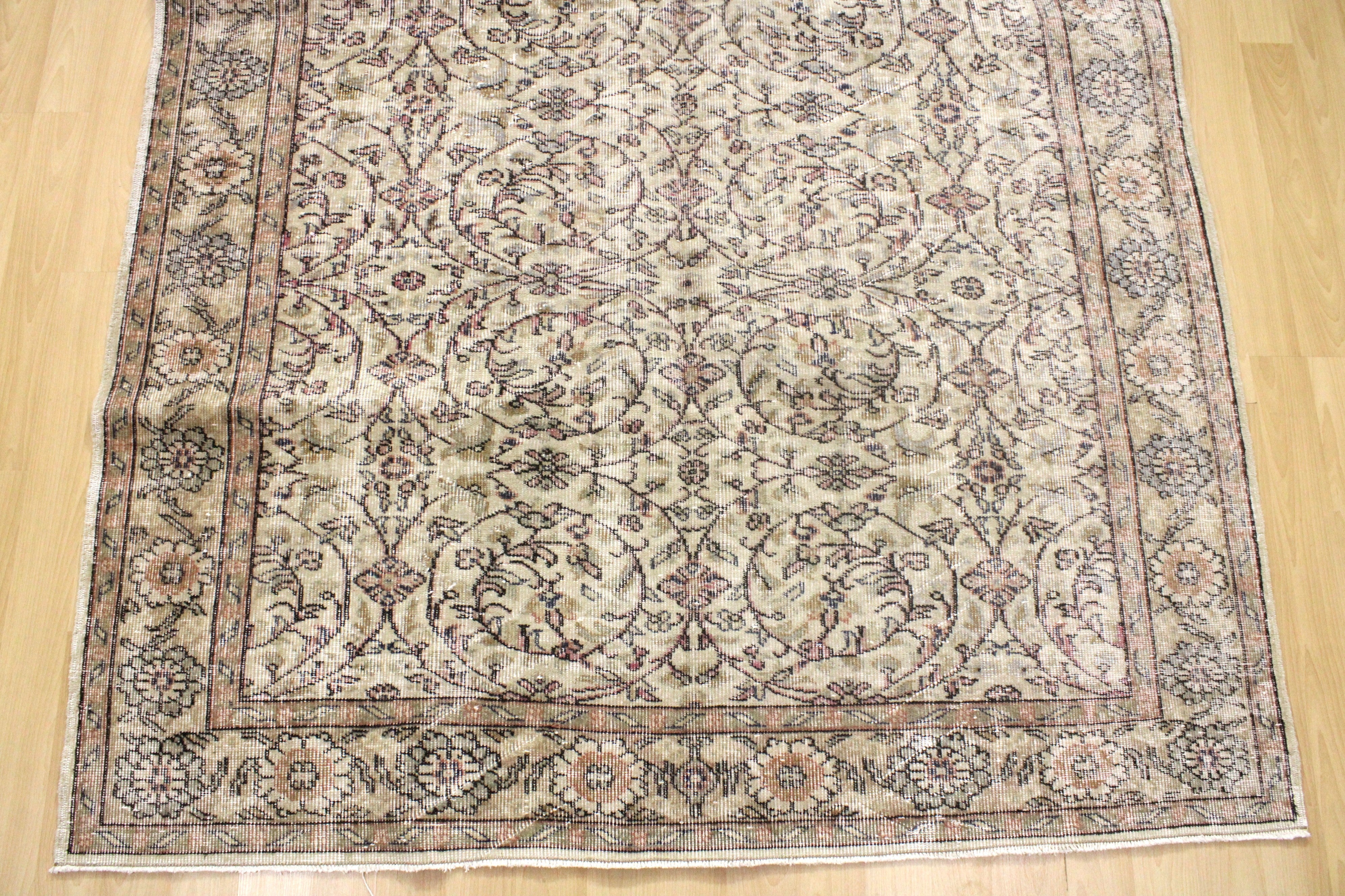 Turkish Vintage Hand-Knotted Wool Rug