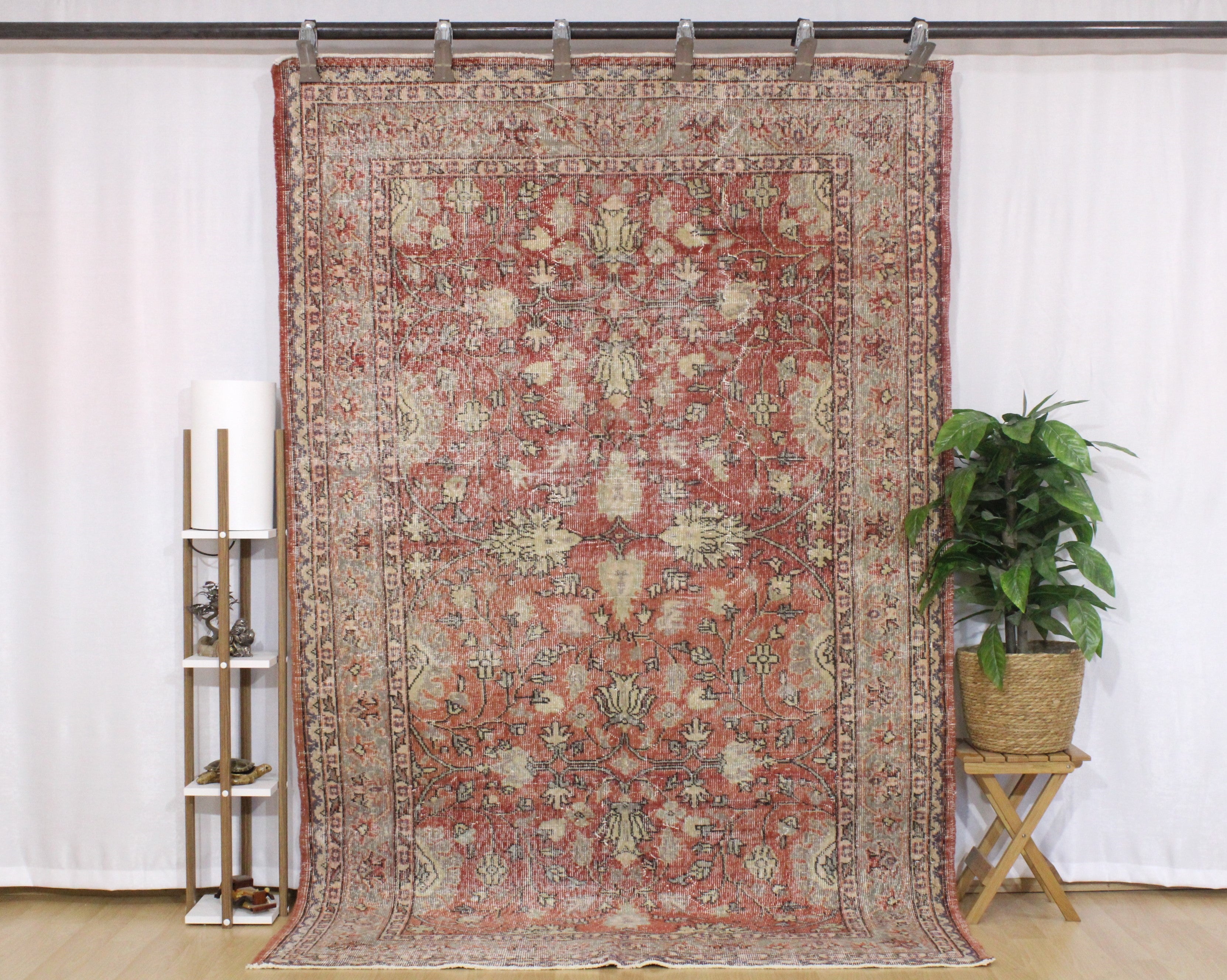 Turkish Vintage Hand-Knotted Wool Rug
