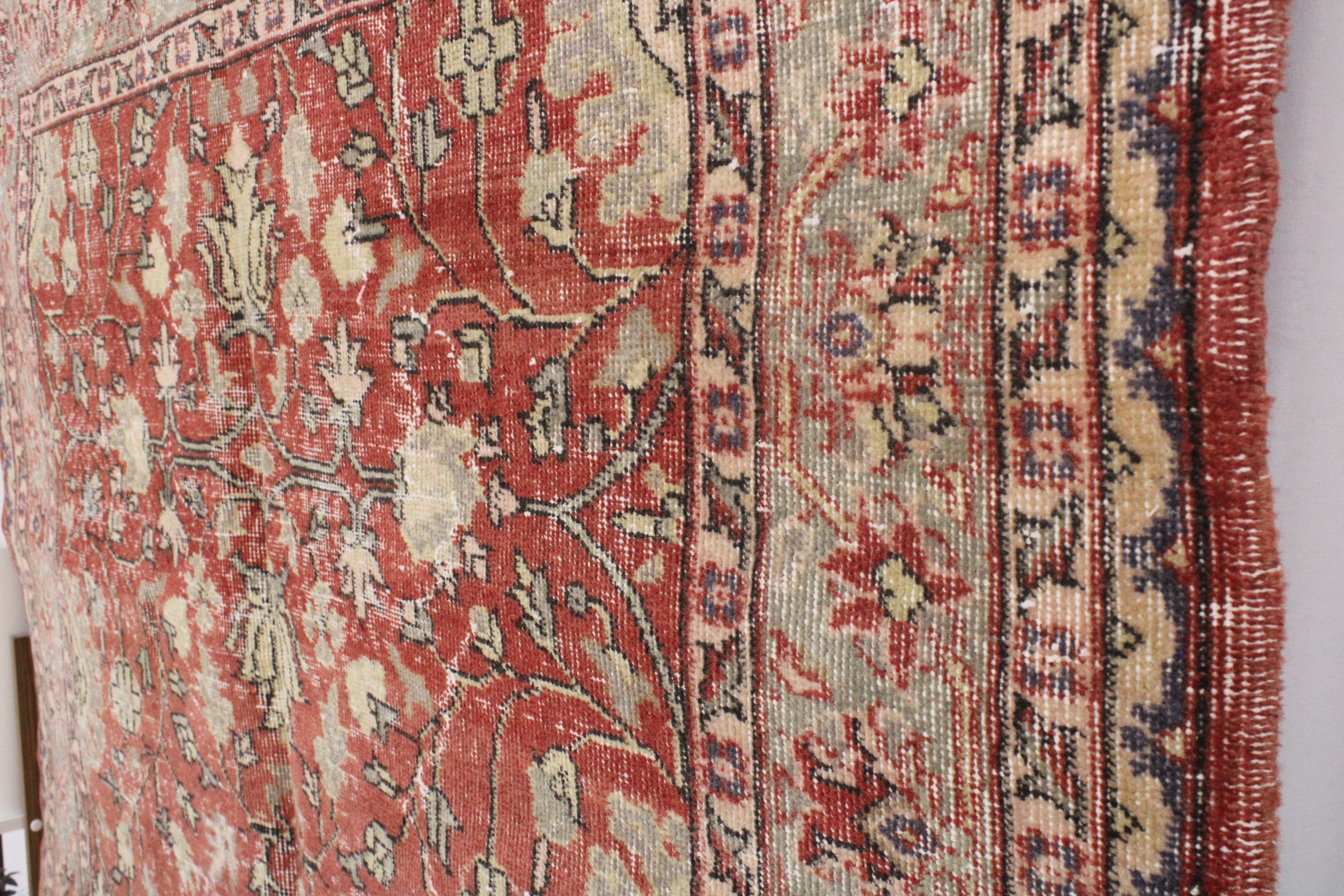 Turkish Vintage Hand-Knotted Wool Rug