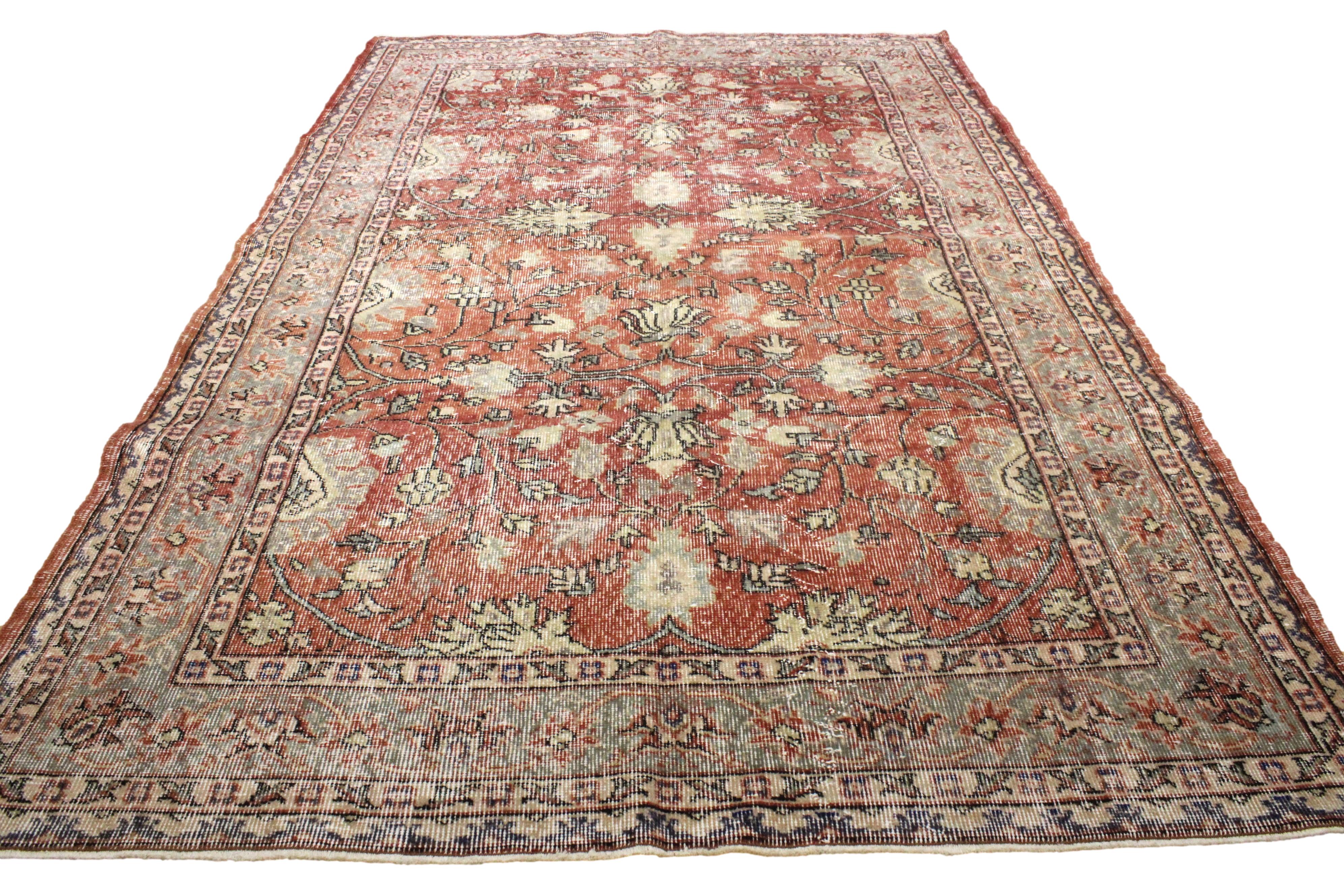 Turkish Vintage Hand-Knotted Wool Rug