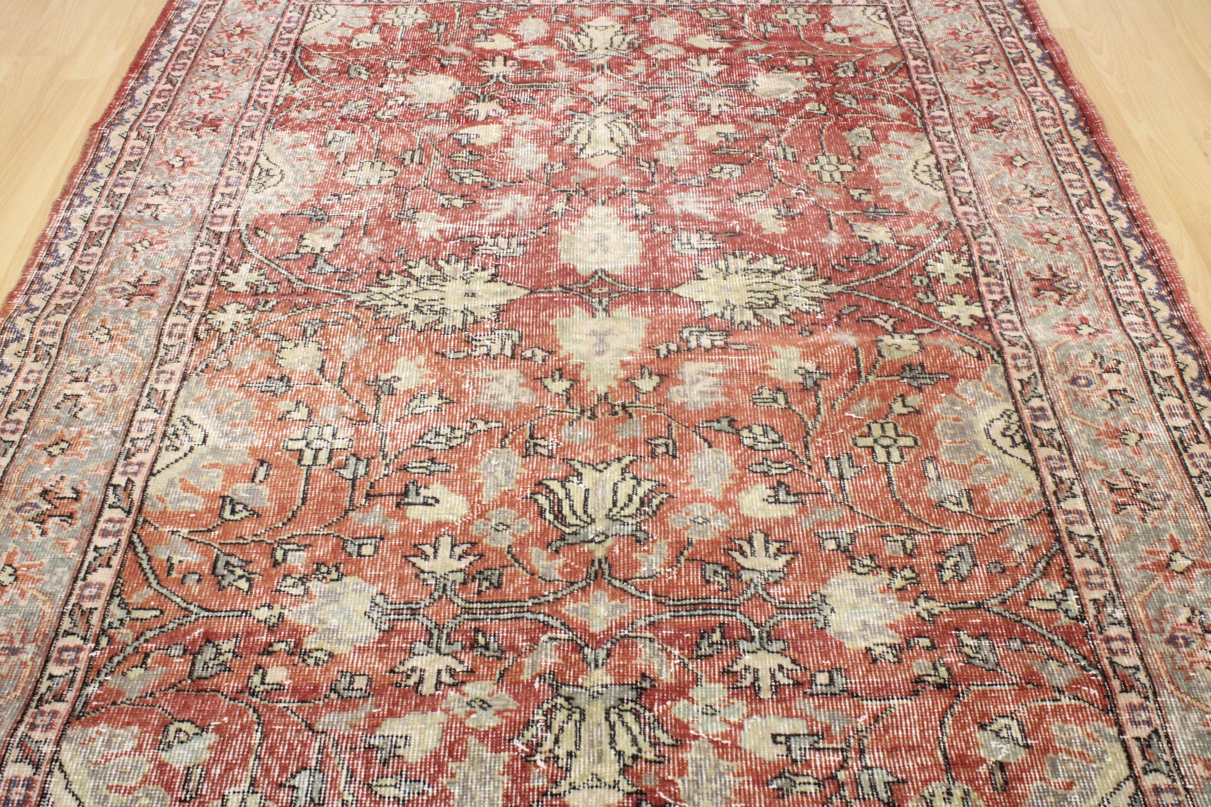Turkish Vintage Hand-Knotted Wool Rug