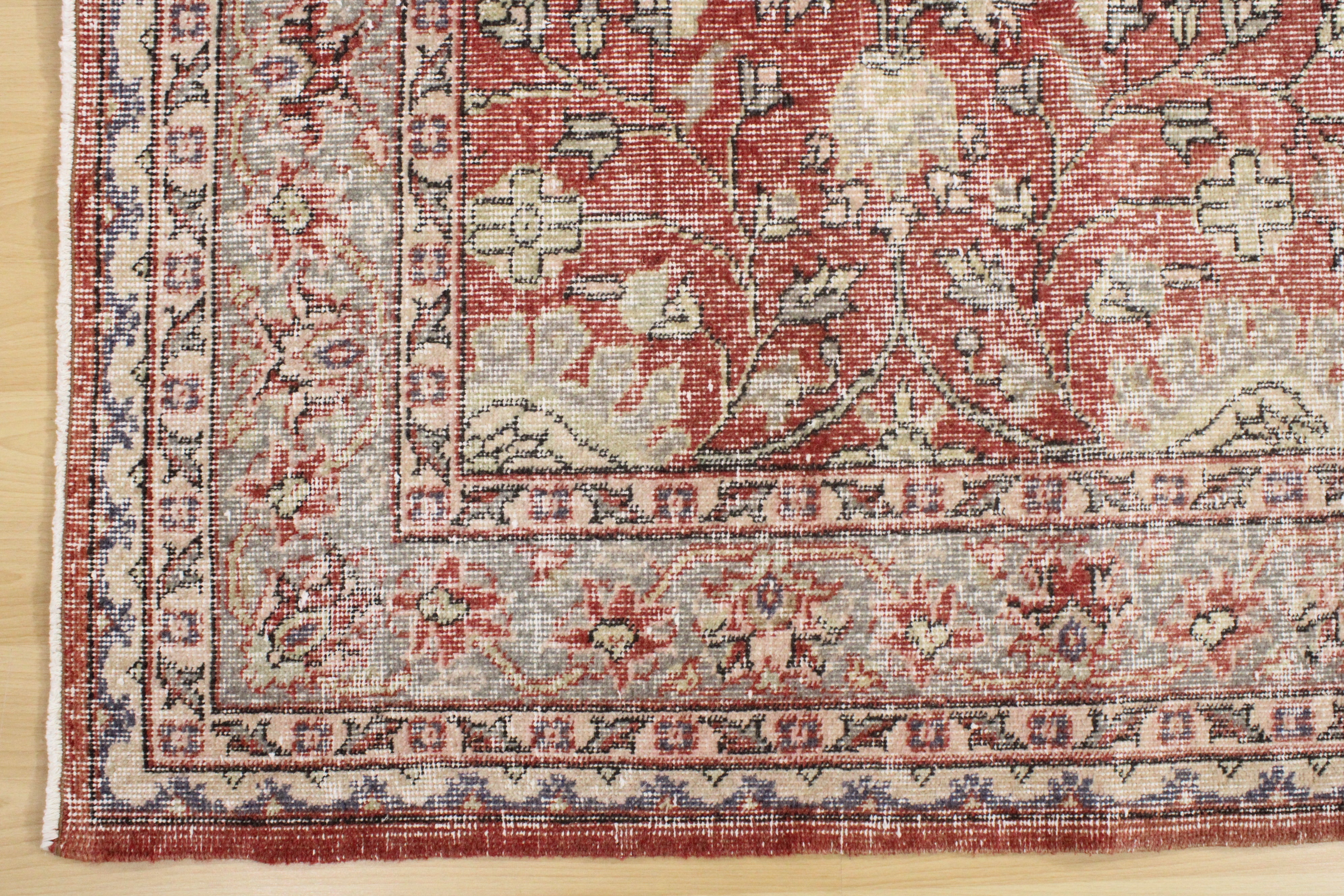 Turkish Vintage Hand-Knotted Wool Rug