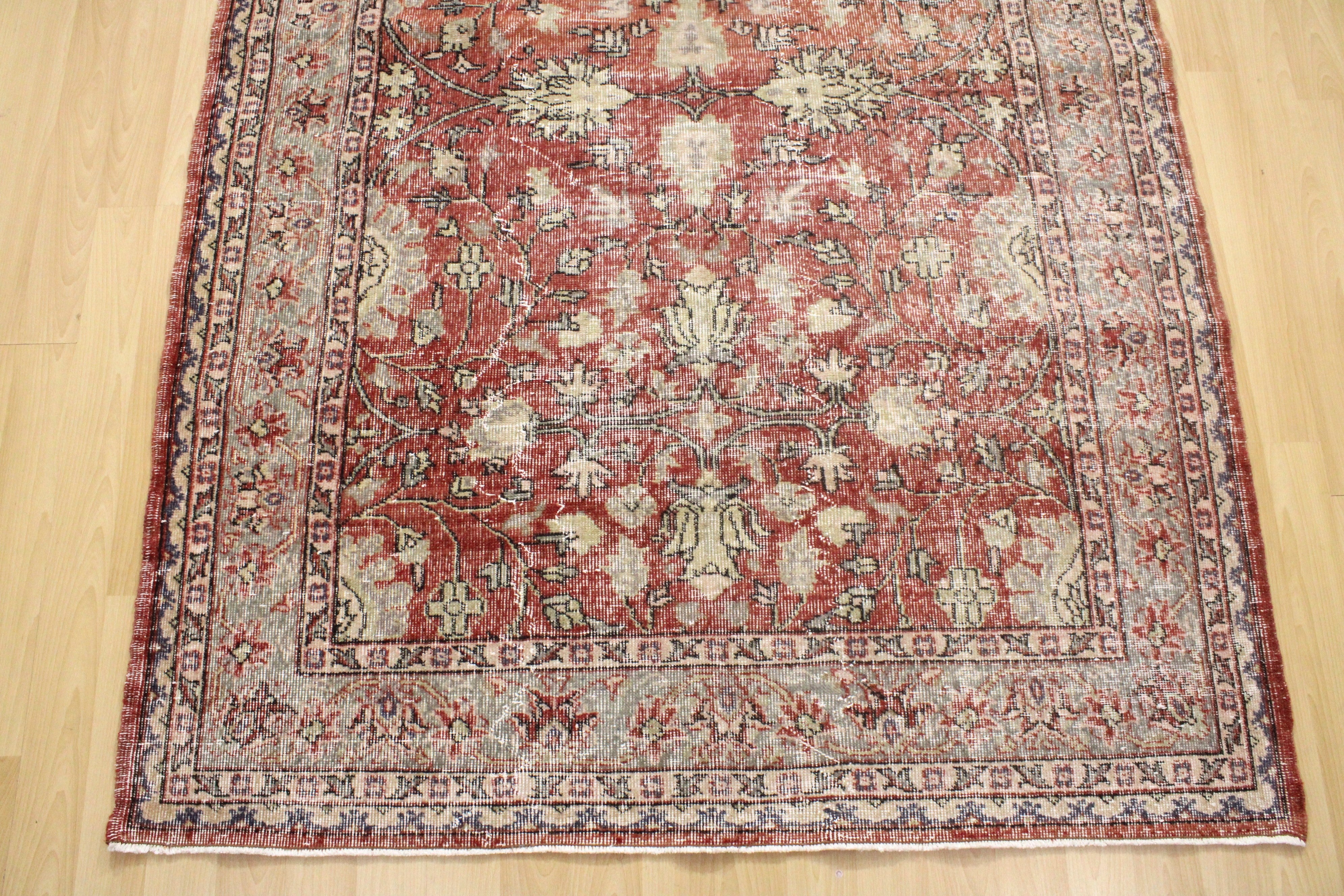 Turkish Vintage Hand-Knotted Wool Rug