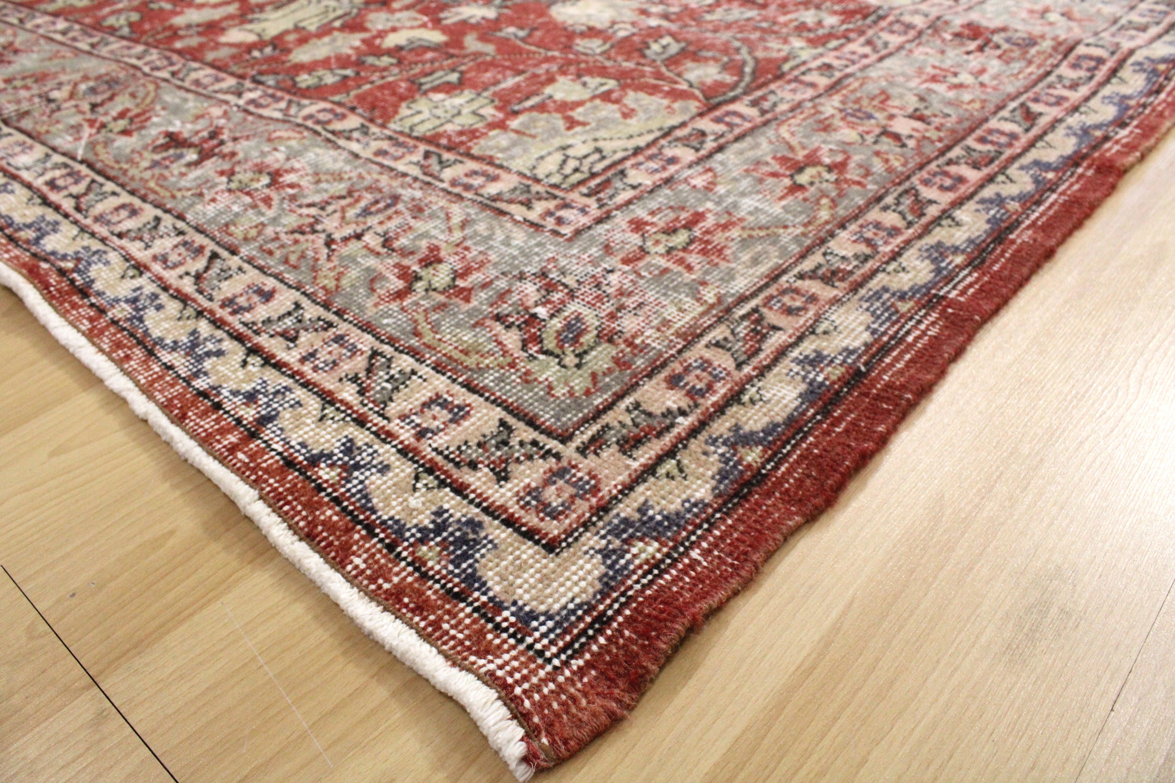Turkish Vintage Hand-Knotted Wool Rug