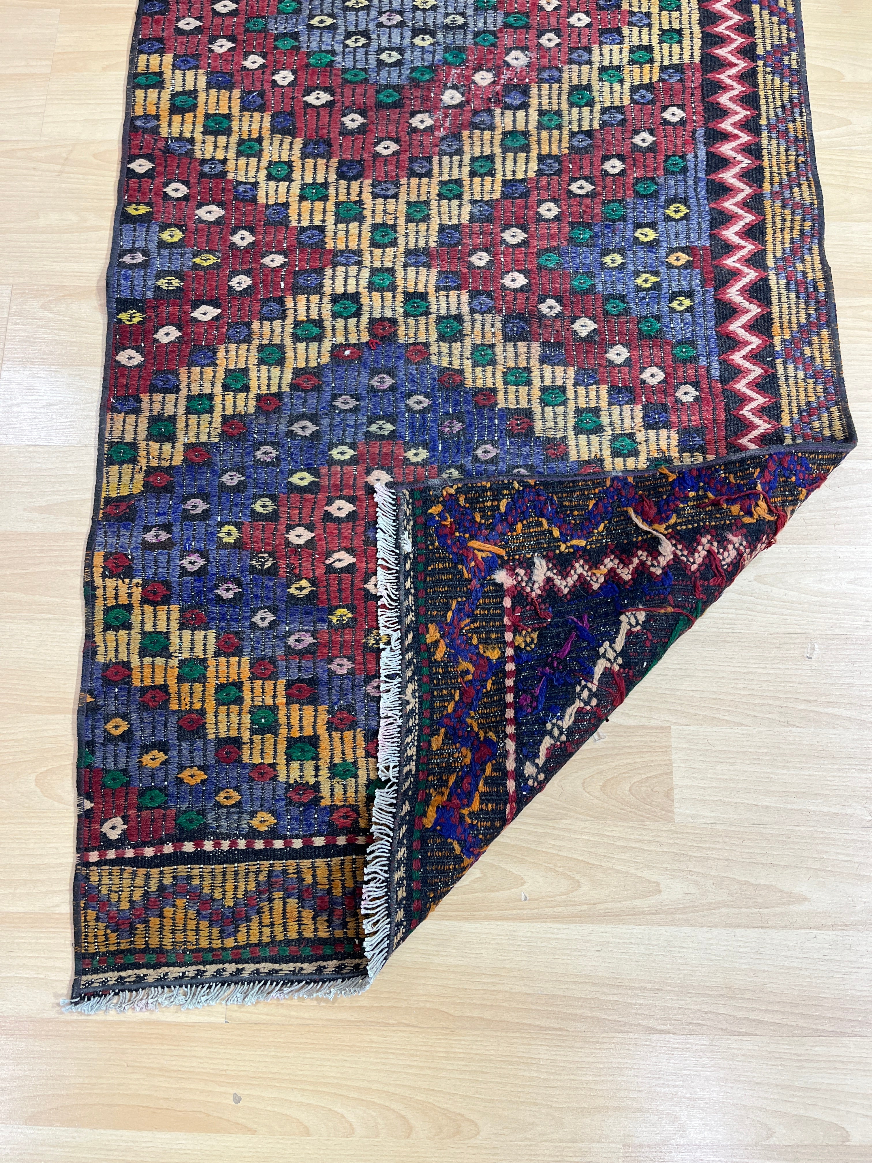 El Dokuma Anadolu Kök Boya Yün Kilim