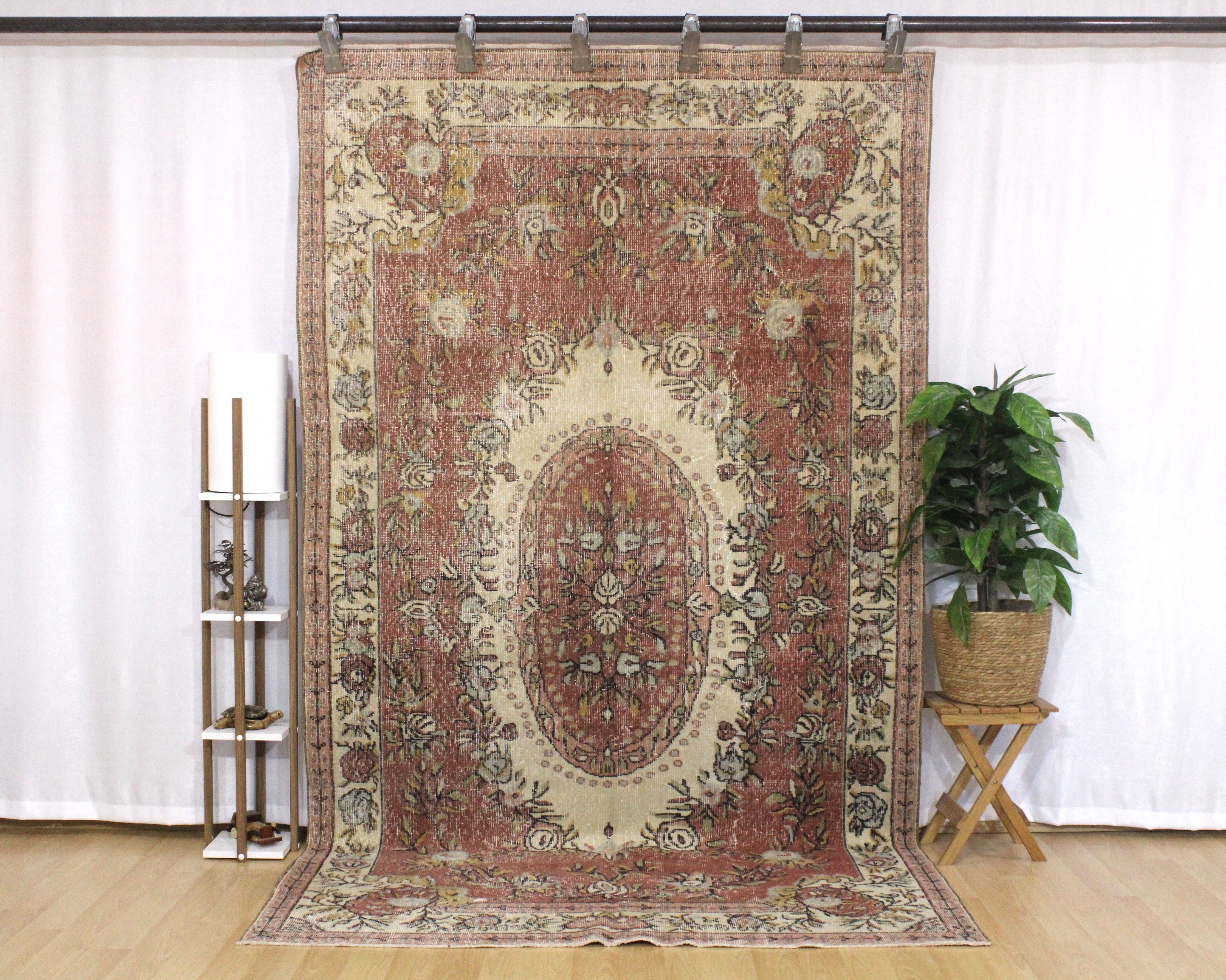 Turkish Vintage Hand-Knotted Wool Rug