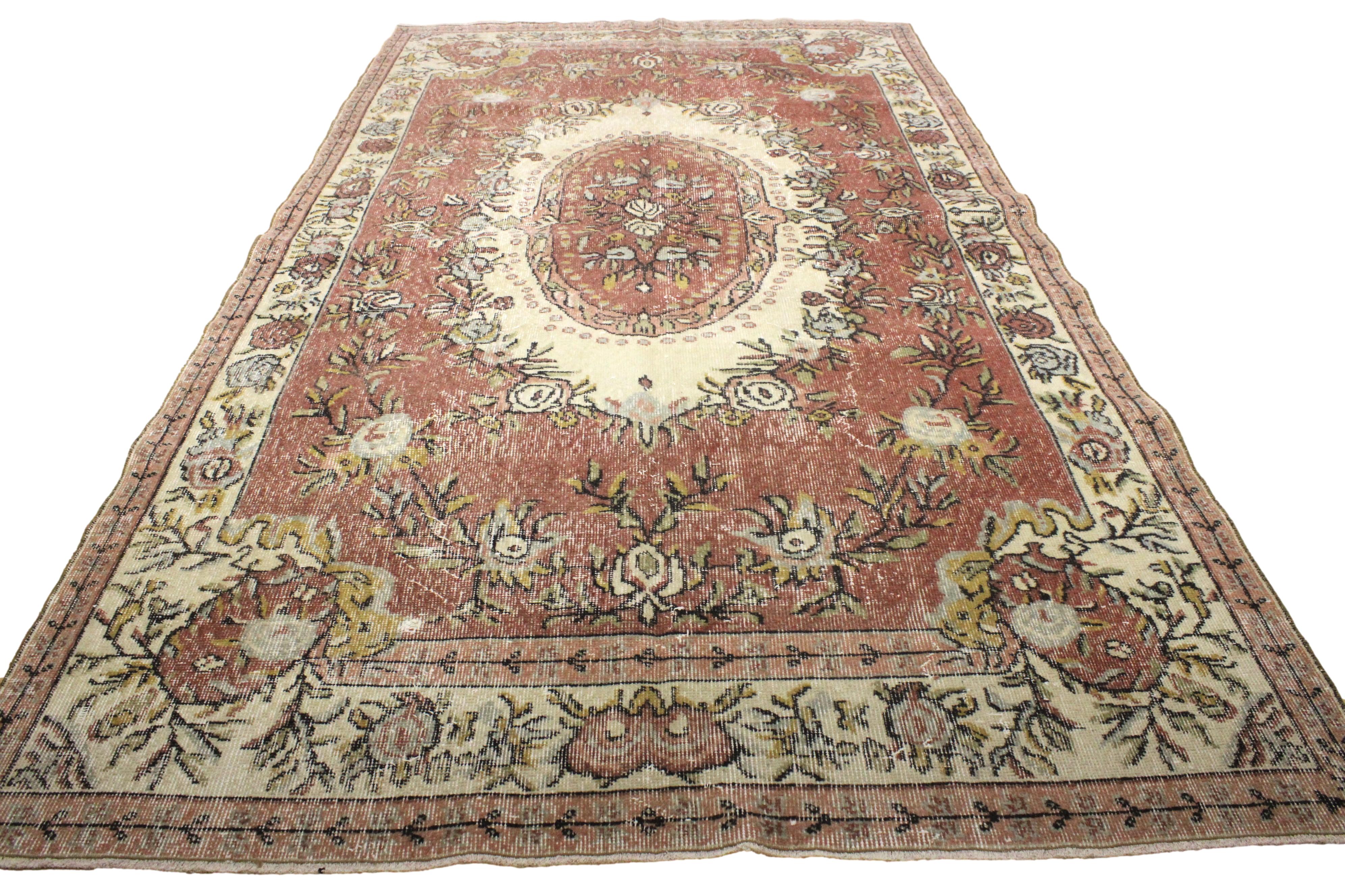 Turkish Vintage Hand-Knotted Wool Rug