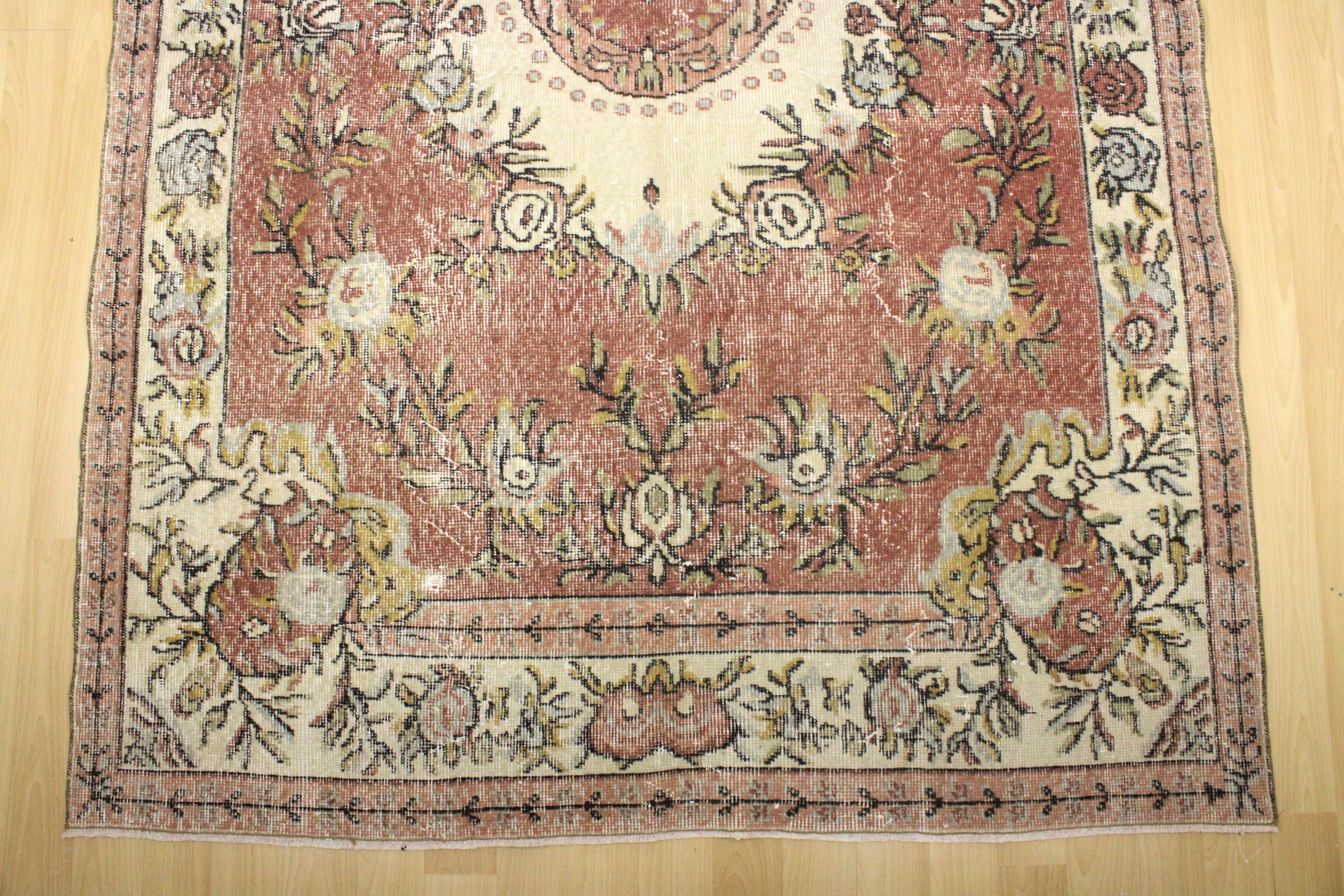 Turkish Vintage Hand-Knotted Wool Rug