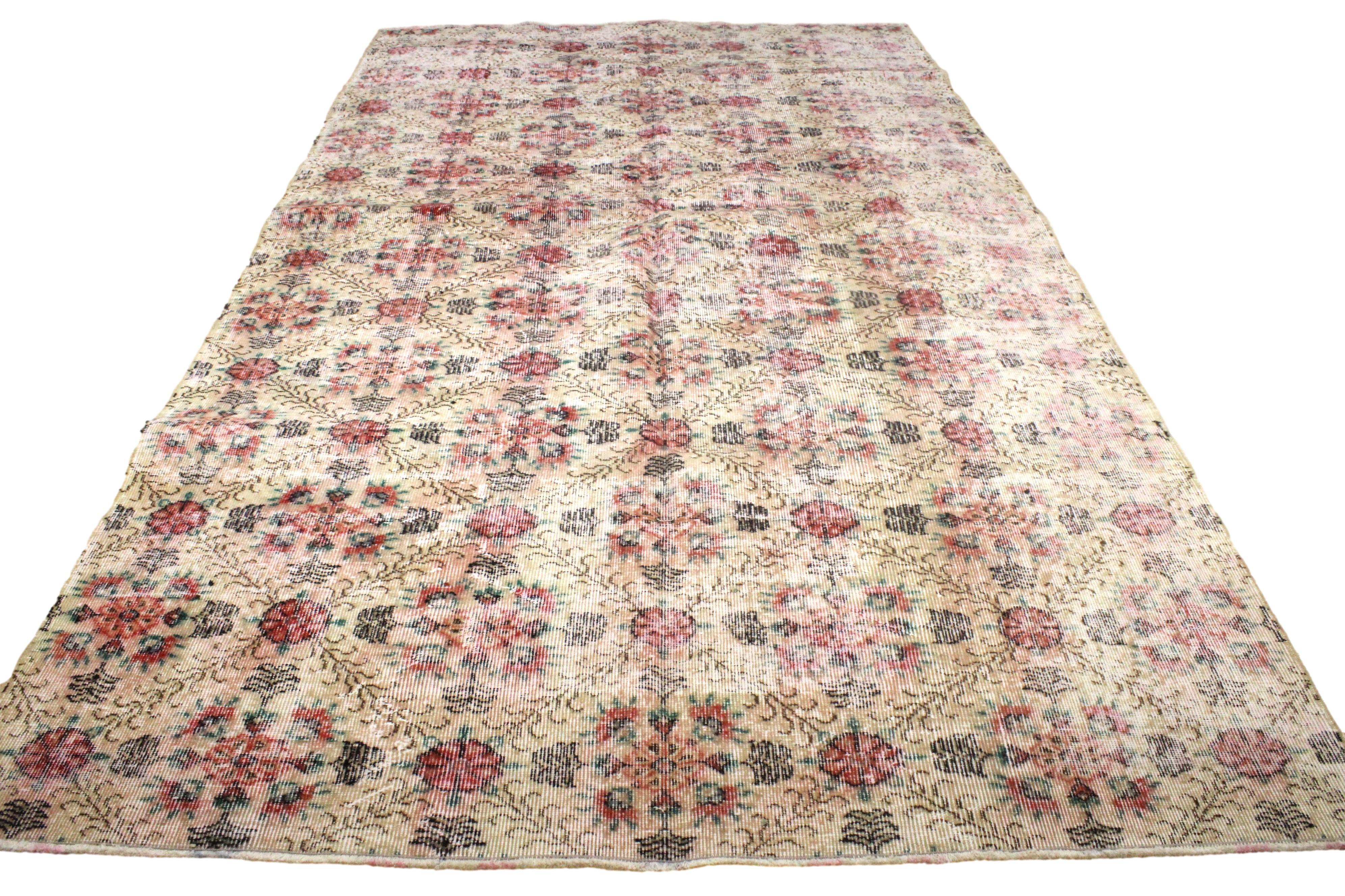 Turkish Vintage Hand-Knotted Wool Rug