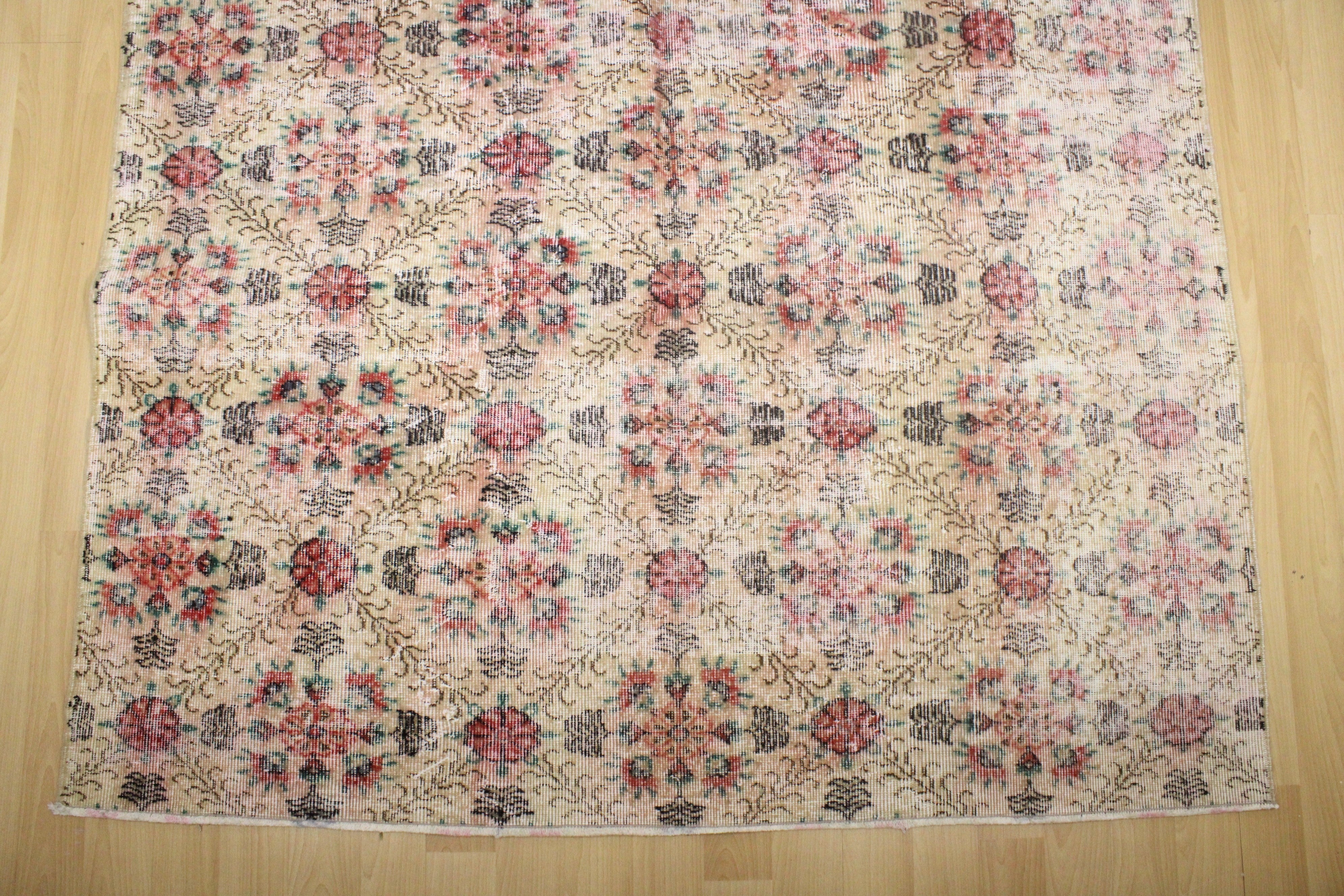 Turkish Vintage Hand-Knotted Wool Rug