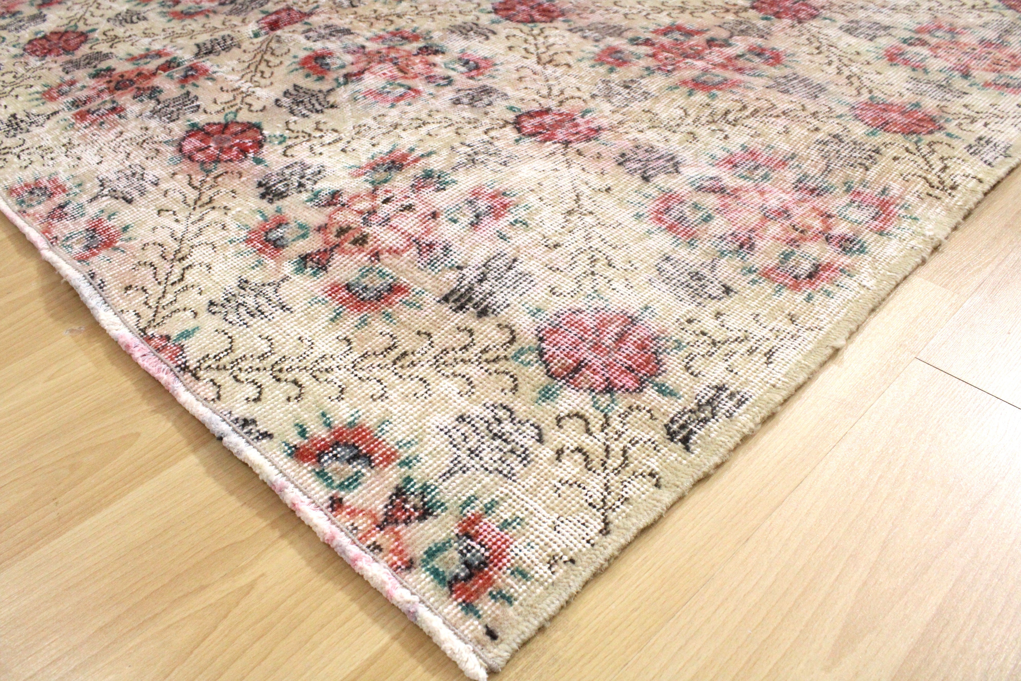 Turkish Vintage Hand-Knotted Wool Rug