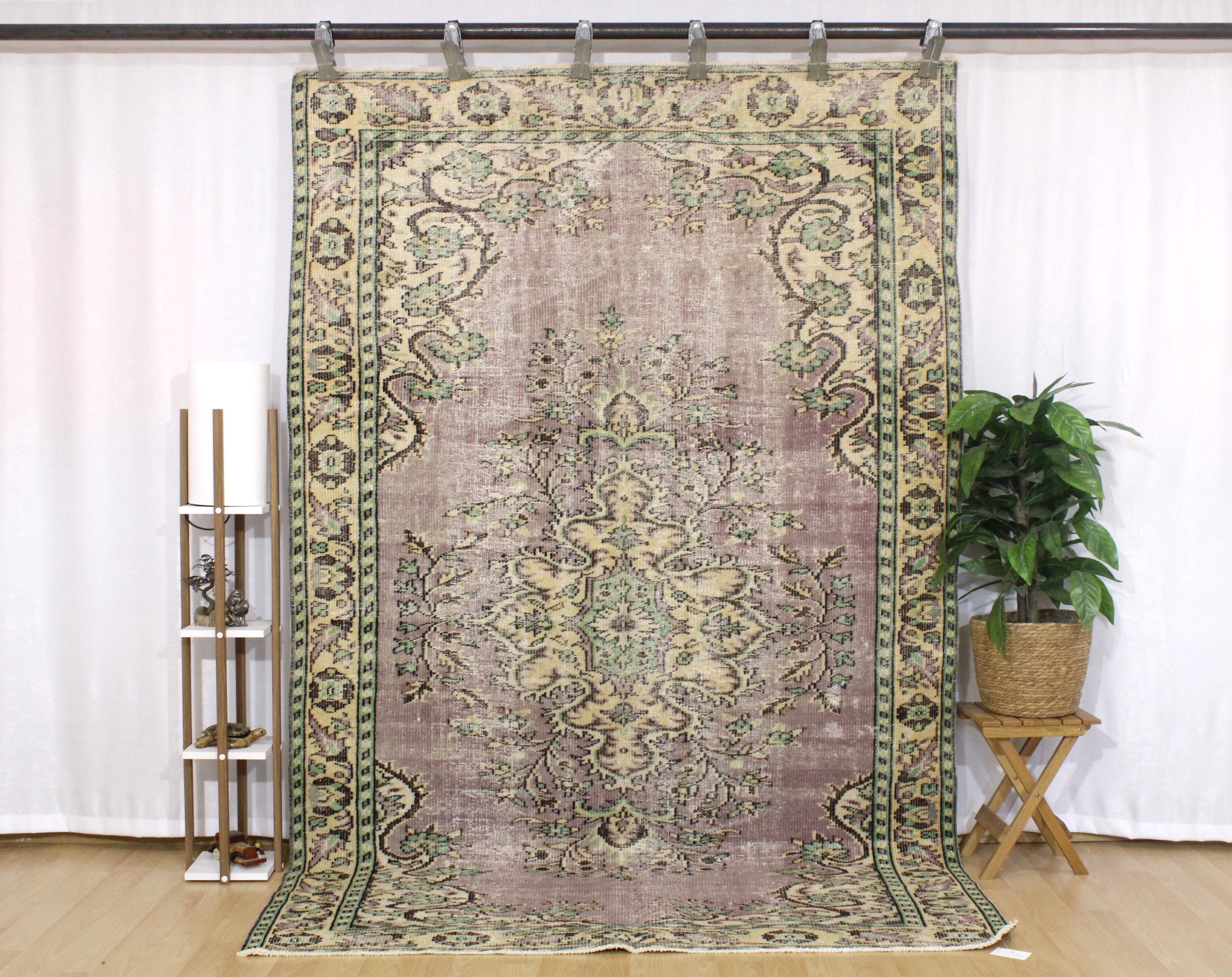 Turkish Vintage Hand-Knotted Wool Rug