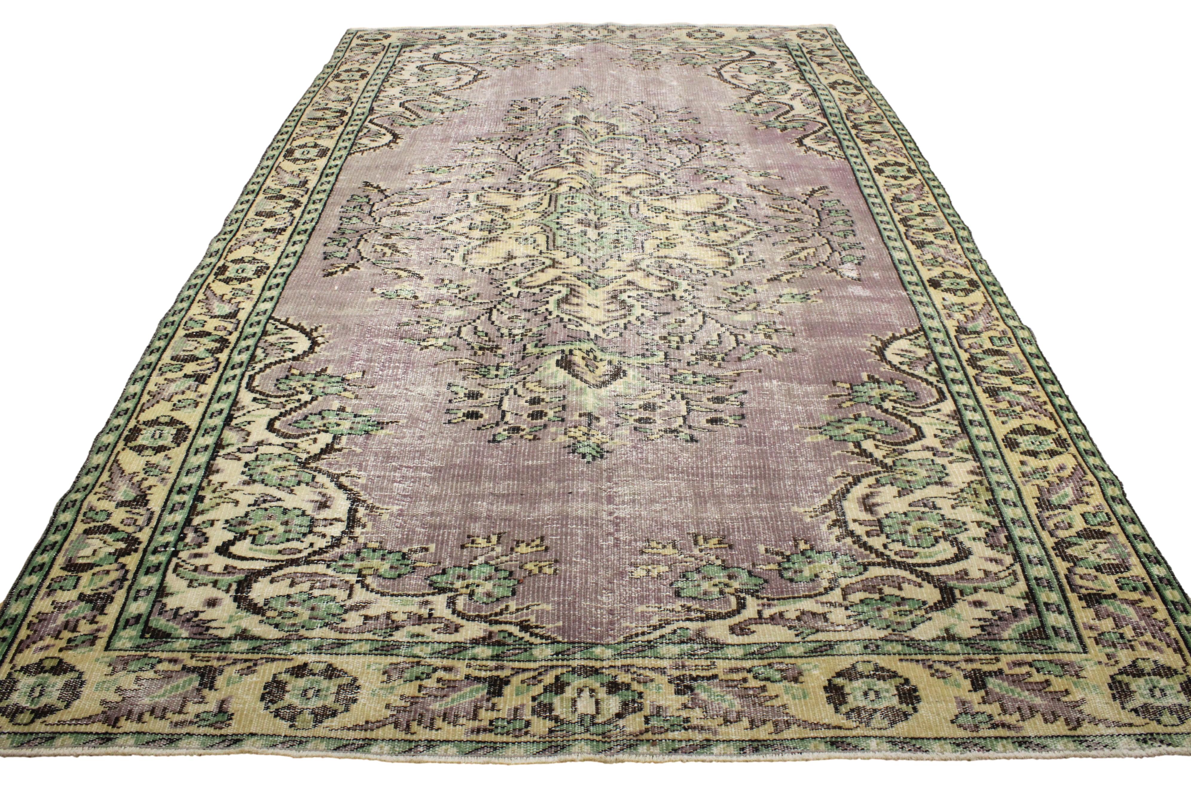 Turkish Vintage Hand-Knotted Wool Rug