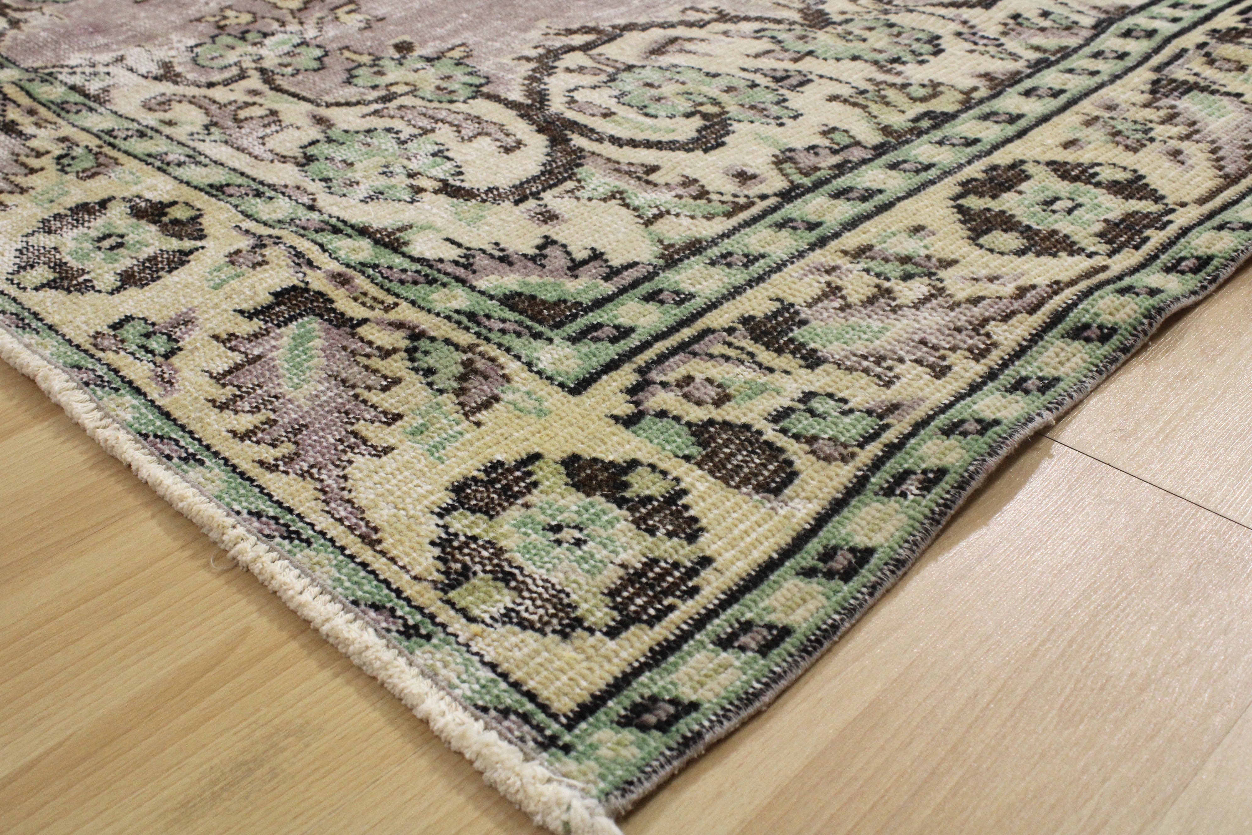 Turkish Vintage Hand-Knotted Wool Rug