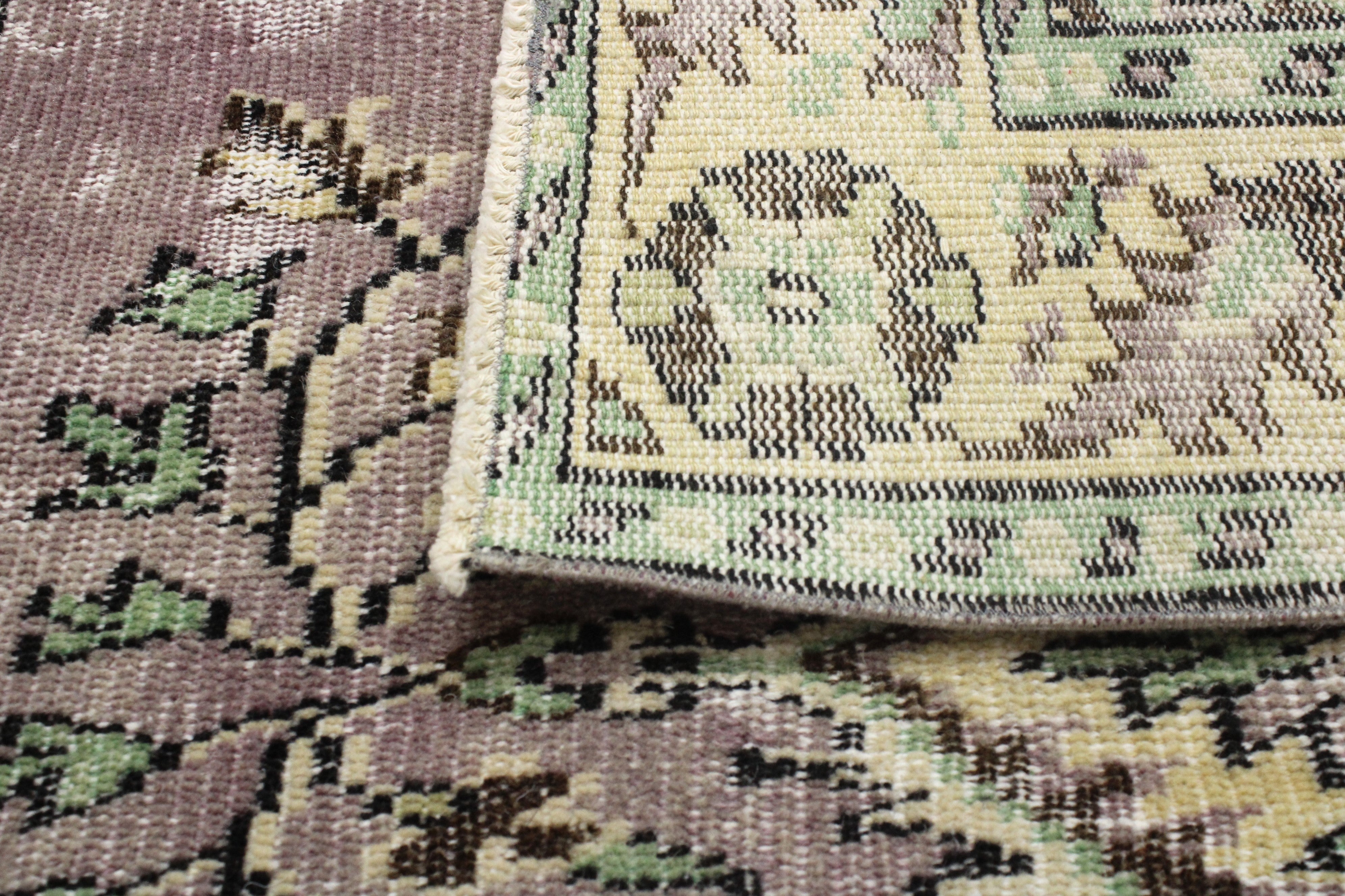 Turkish Vintage Hand-Knotted Wool Rug