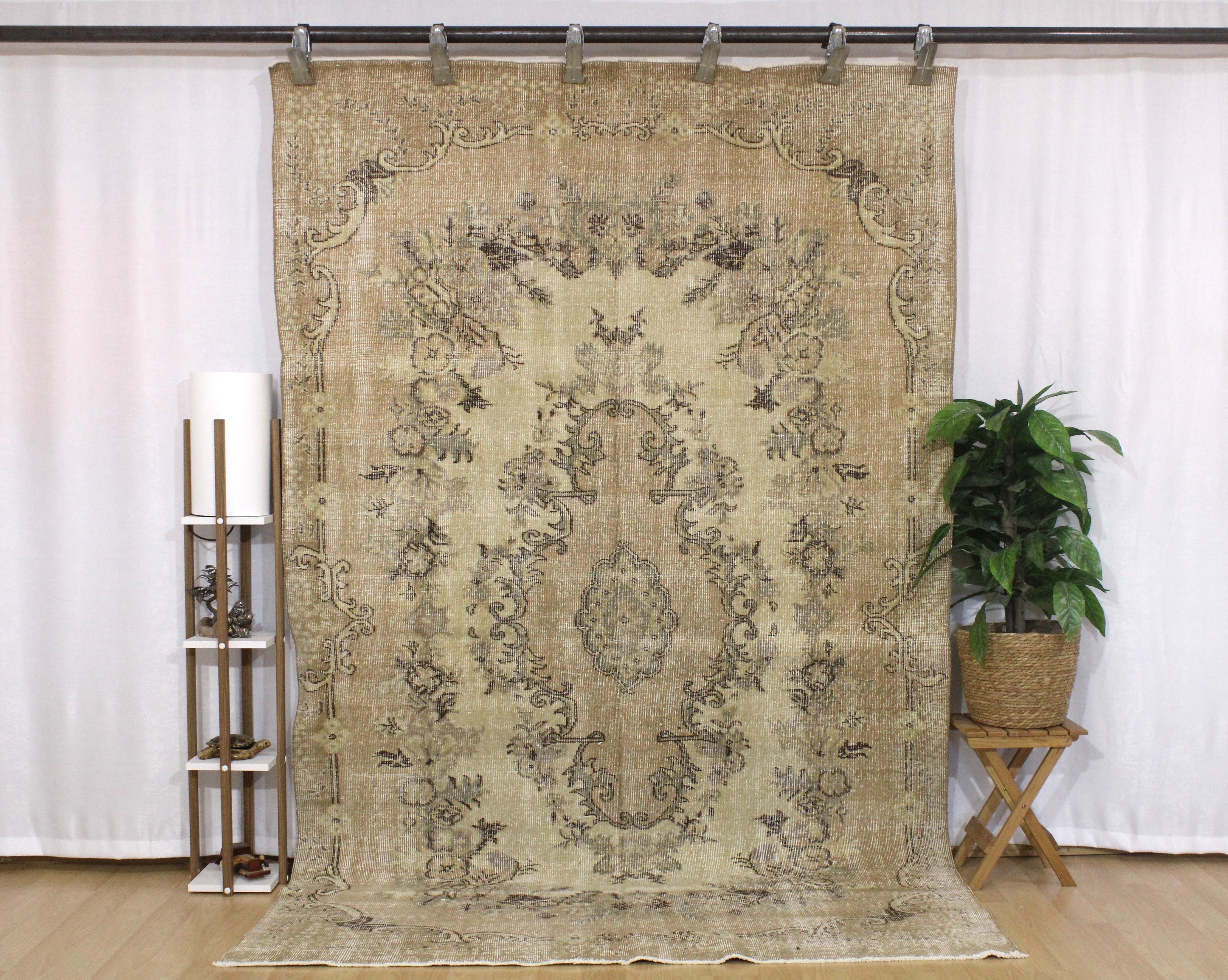 Turkish Vintage Hand-Knotted Wool Rug