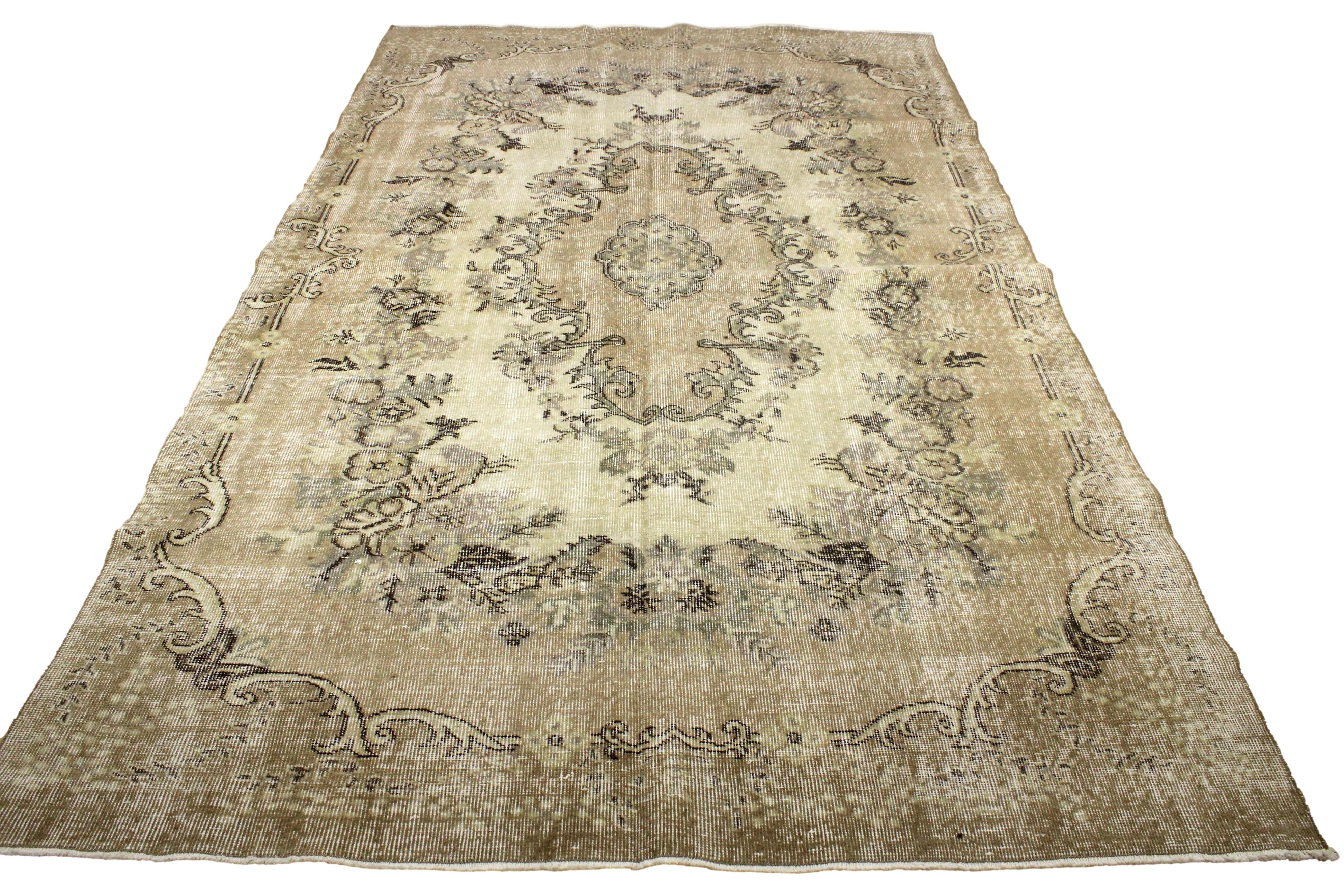 Turkish Vintage Hand-Knotted Wool Rug