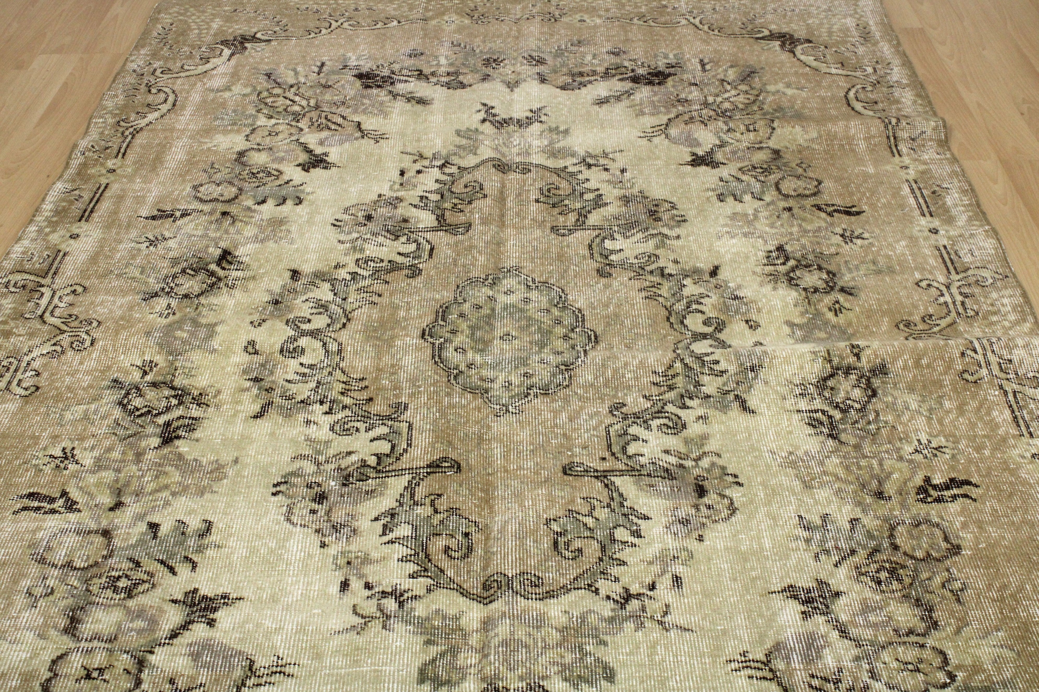 Turkish Vintage Hand-Knotted Wool Rug