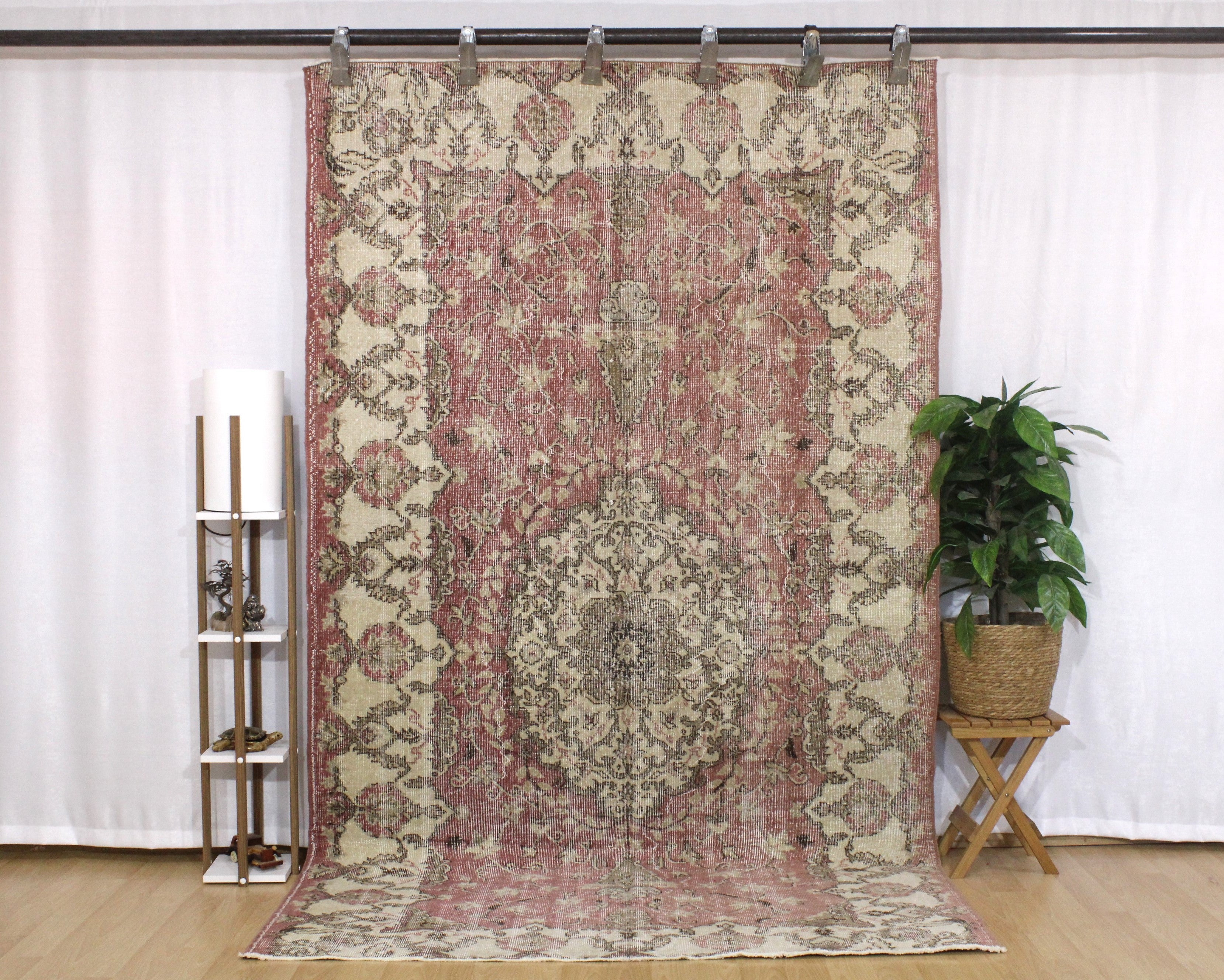Turkish Vintage Hand-Knotted Wool Rug