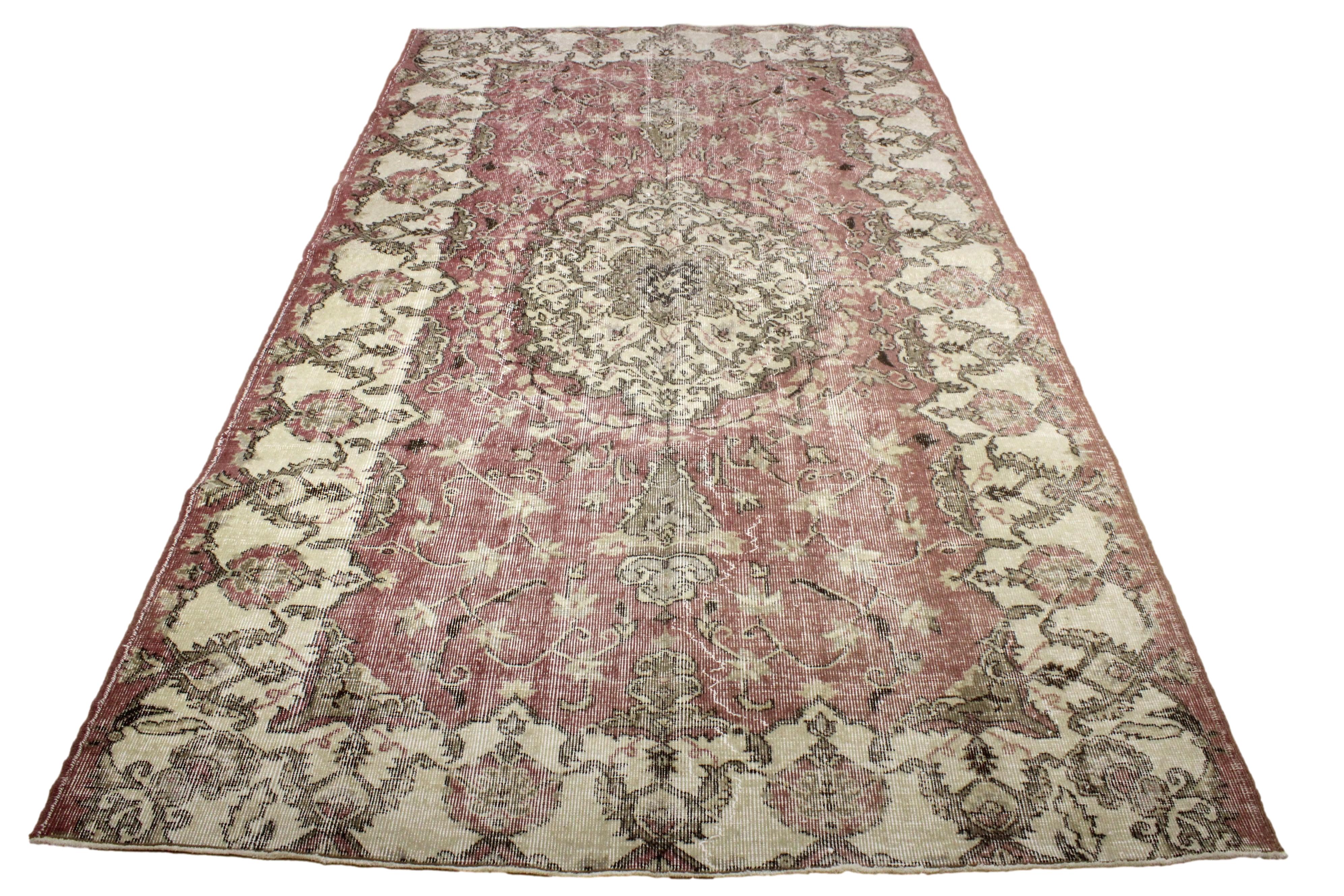 Turkish Vintage Hand-Knotted Wool Rug