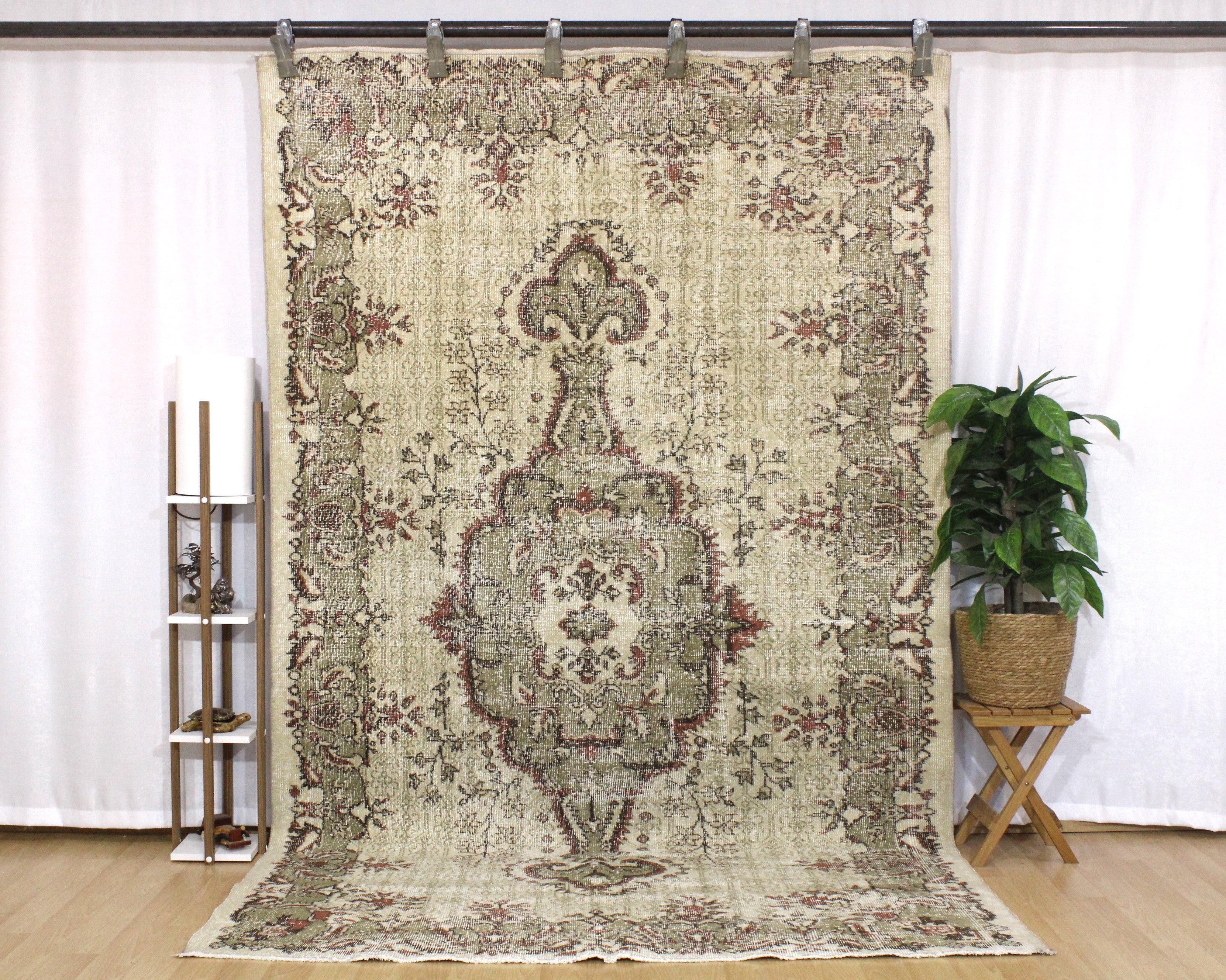 Turkish Vintage Hand-Knotted Wool Rug