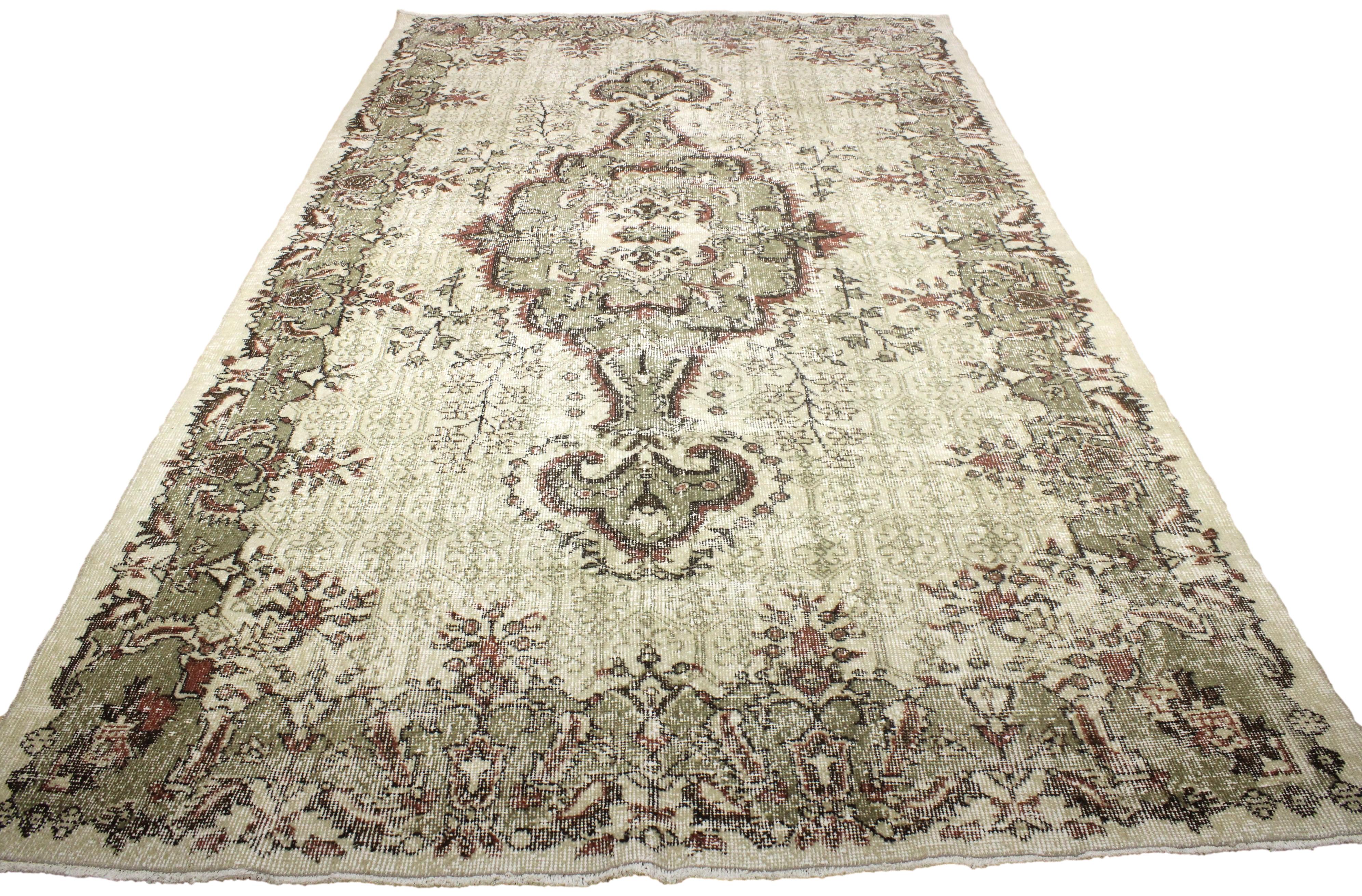 Turkish Vintage Hand-Knotted Wool Rug