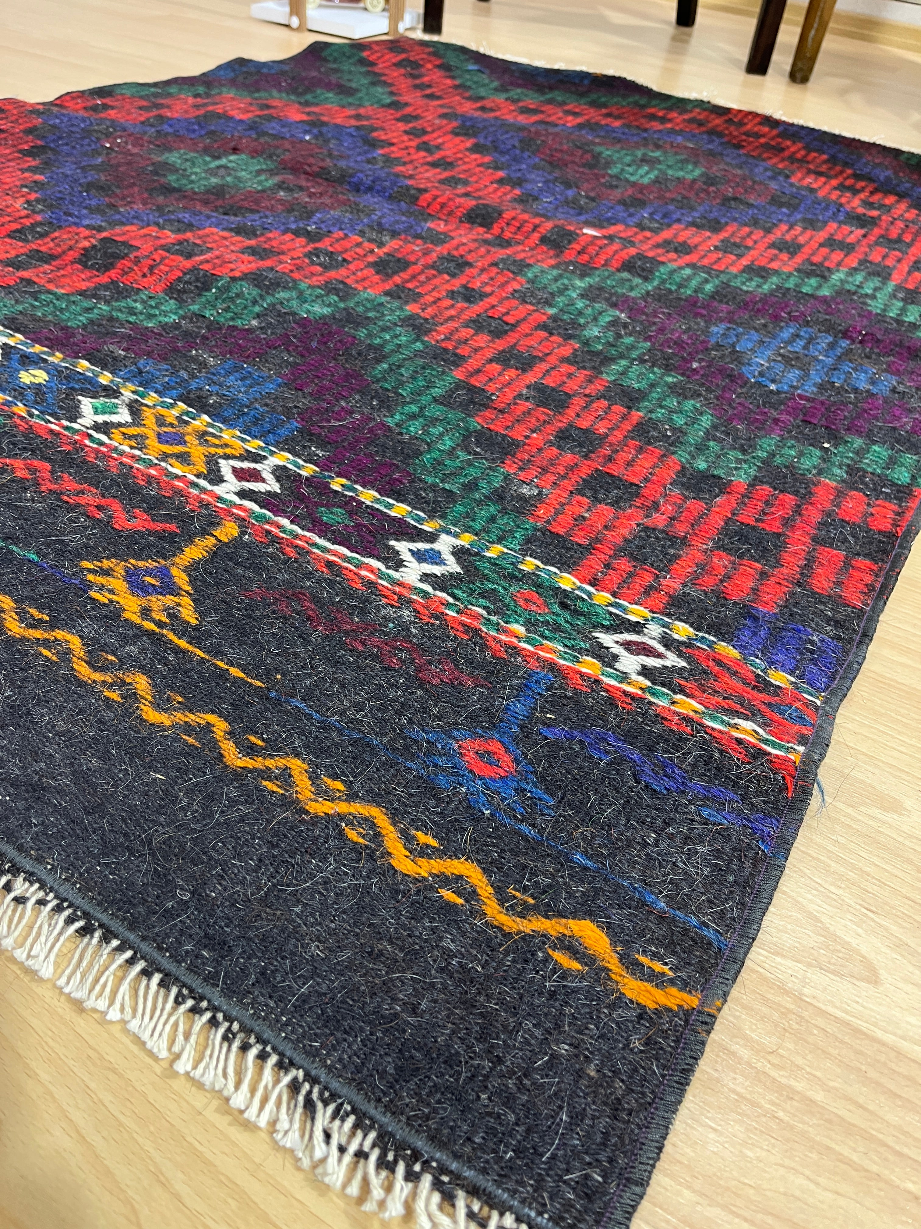 El Dokuma Anadolu Kök Boya Yün Kilim