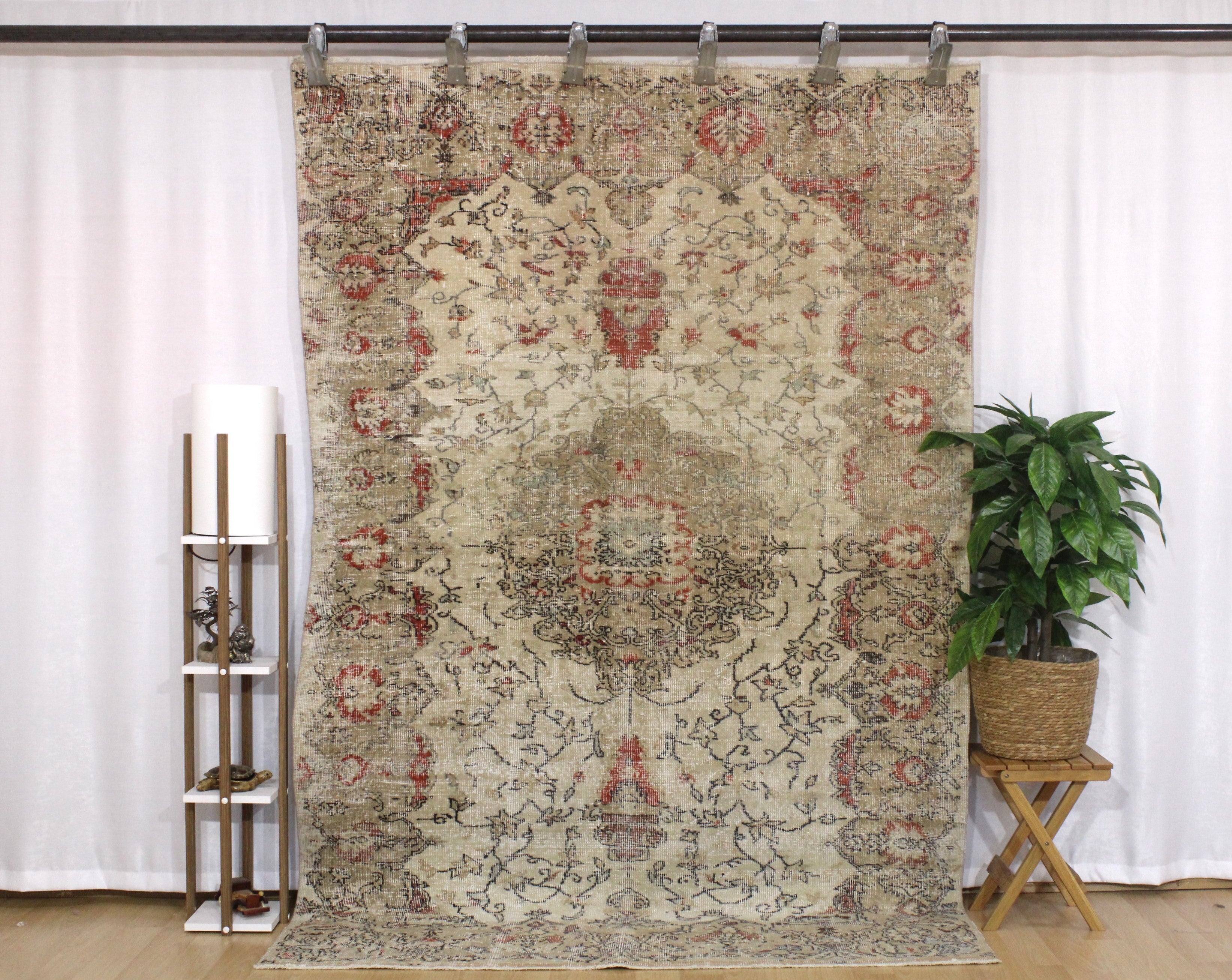 Turkish Vintage Hand-Knotted Wool Rug