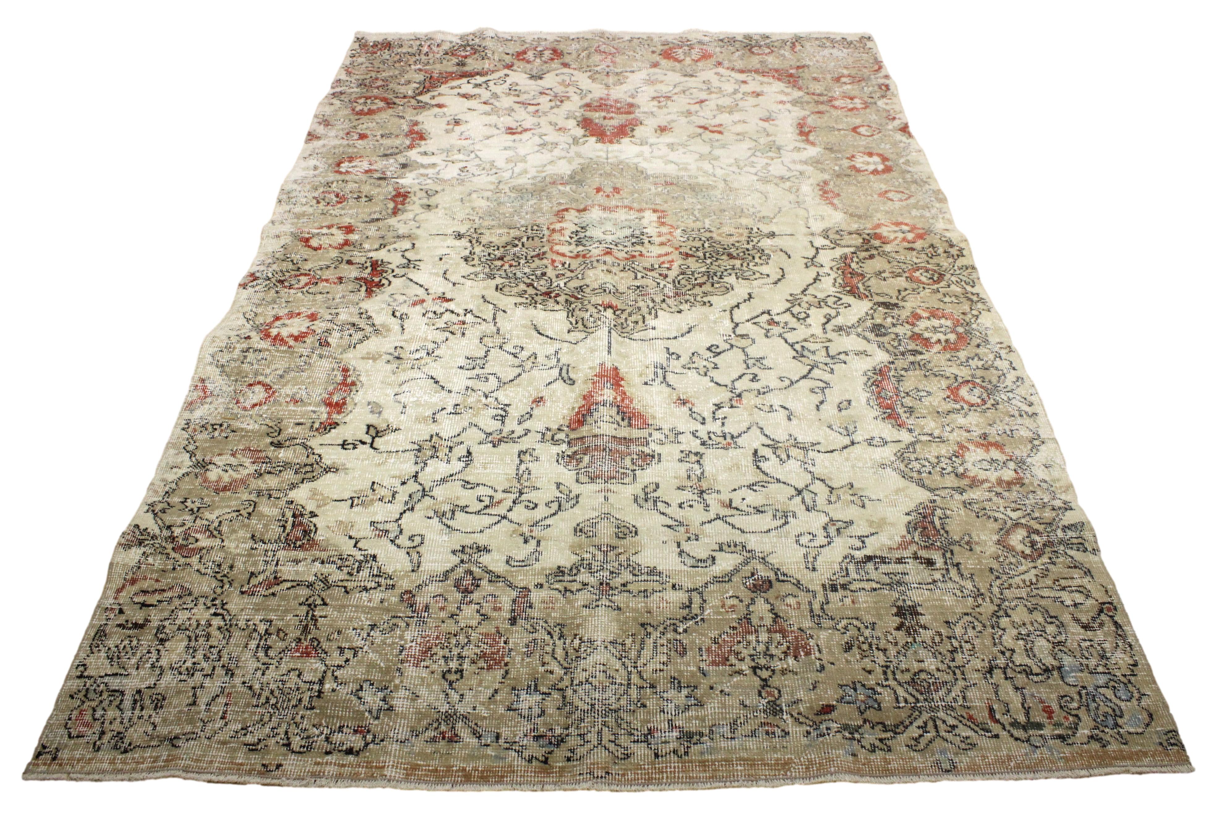 Turkish Vintage Hand-Knotted Wool Rug