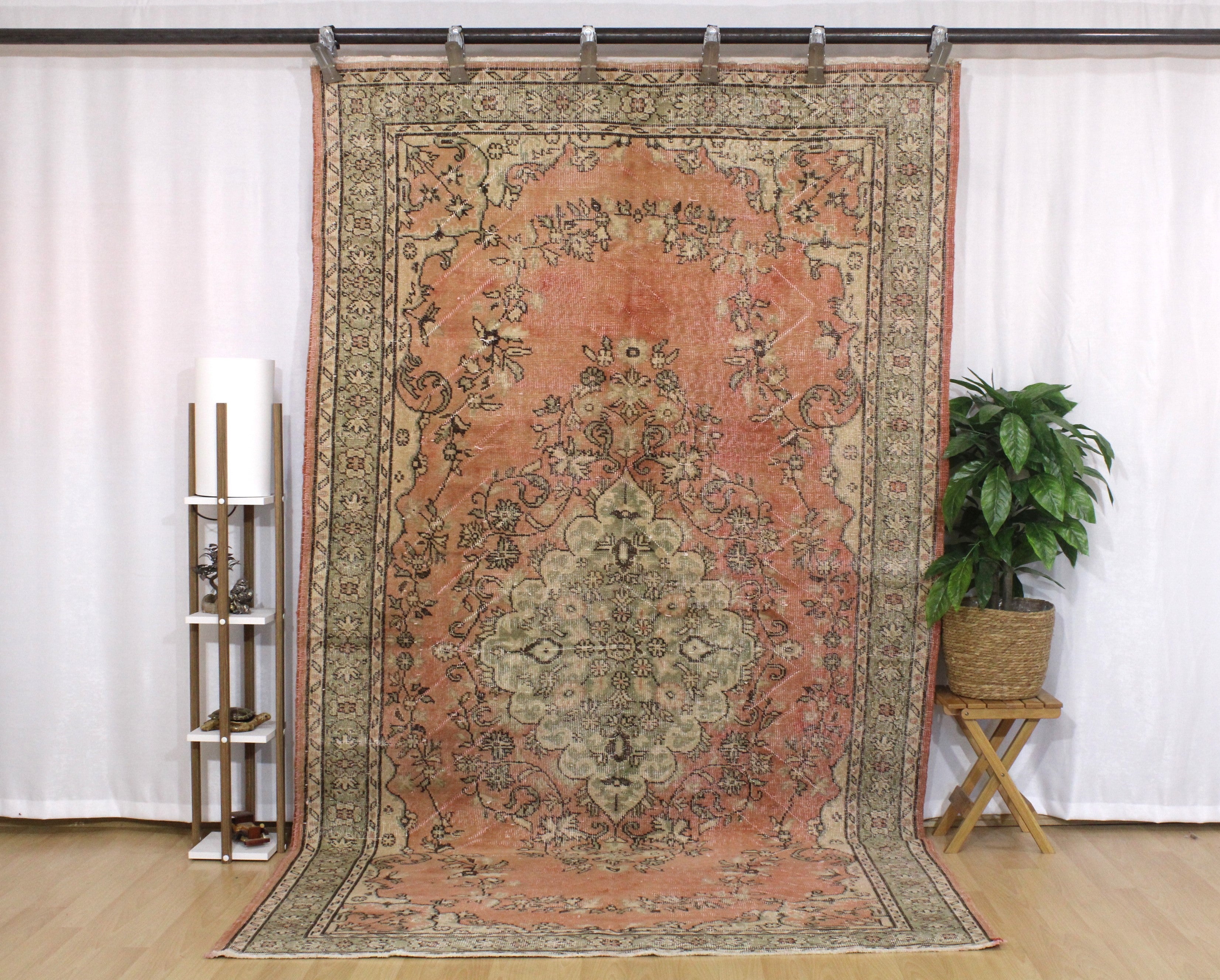 Turkish Vintage Hand-Knotted Wool Rug