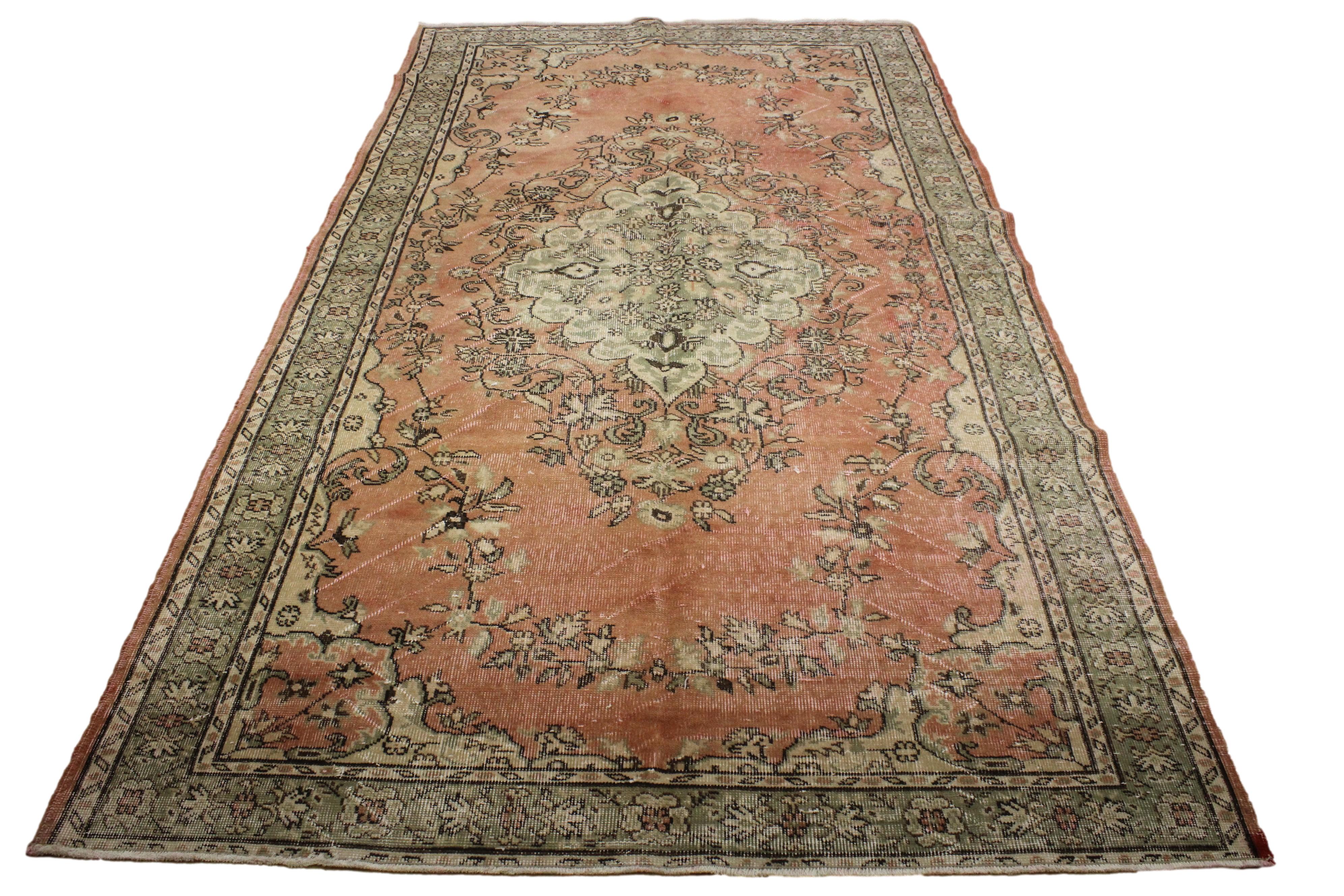 Turkish Vintage Hand-Knotted Wool Rug