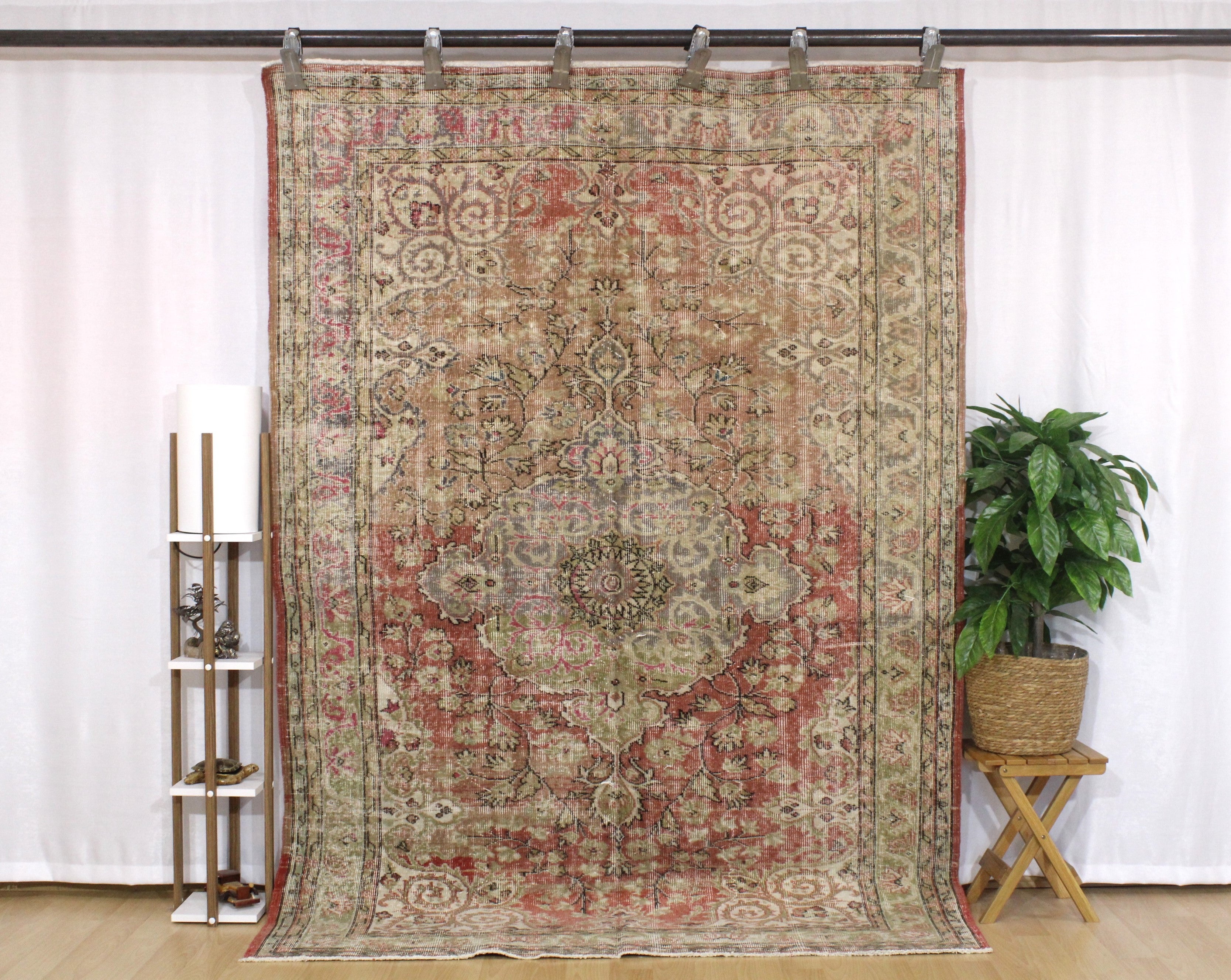 Turkish Vintage Hand-Knotted Wool Rug
