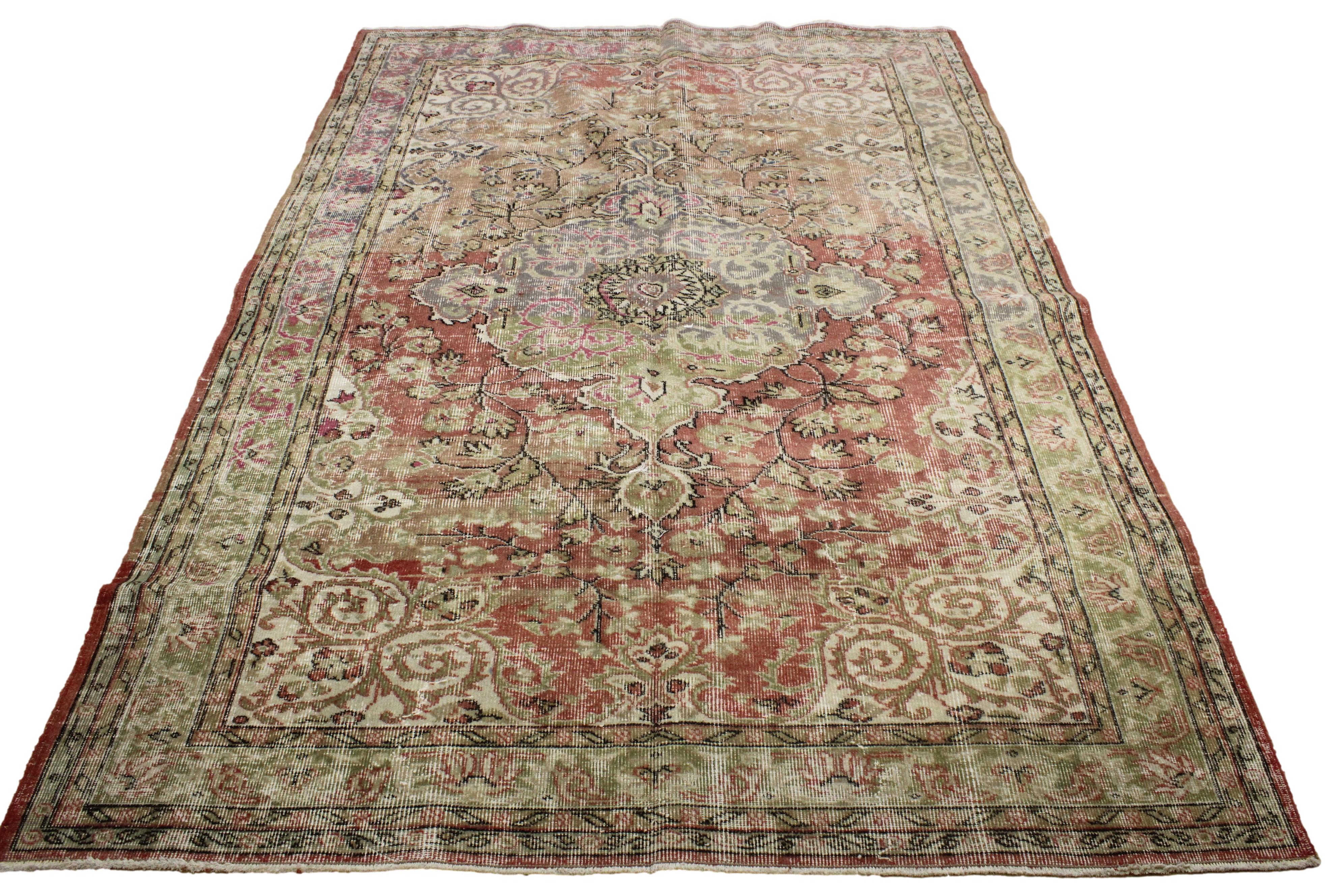Turkish Vintage Hand-Knotted Wool Rug