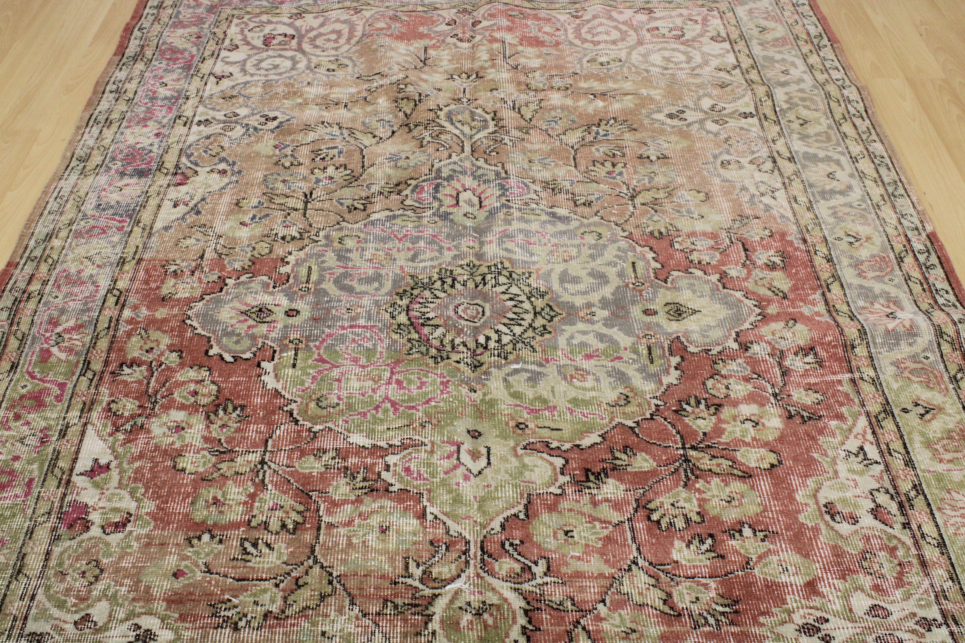 Turkish Vintage Hand-Knotted Wool Rug
