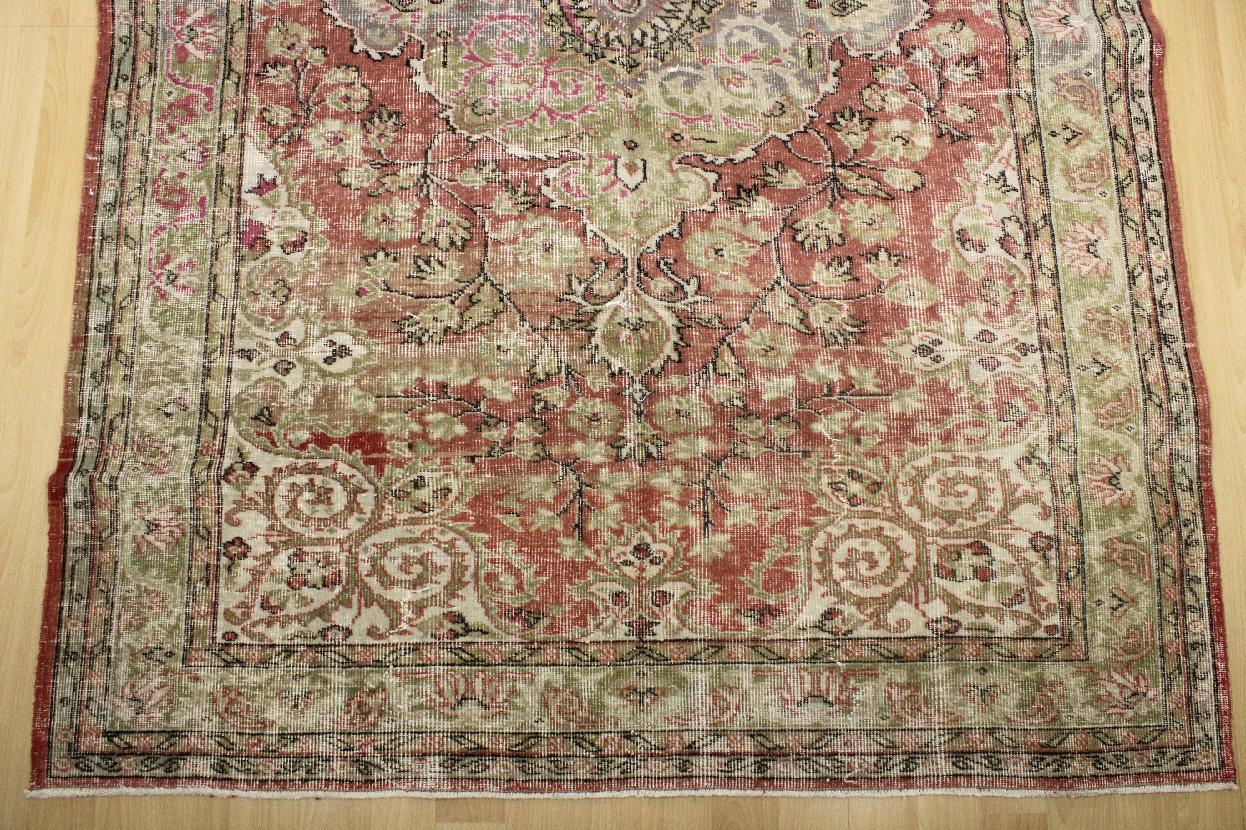 Turkish Vintage Hand-Knotted Wool Rug