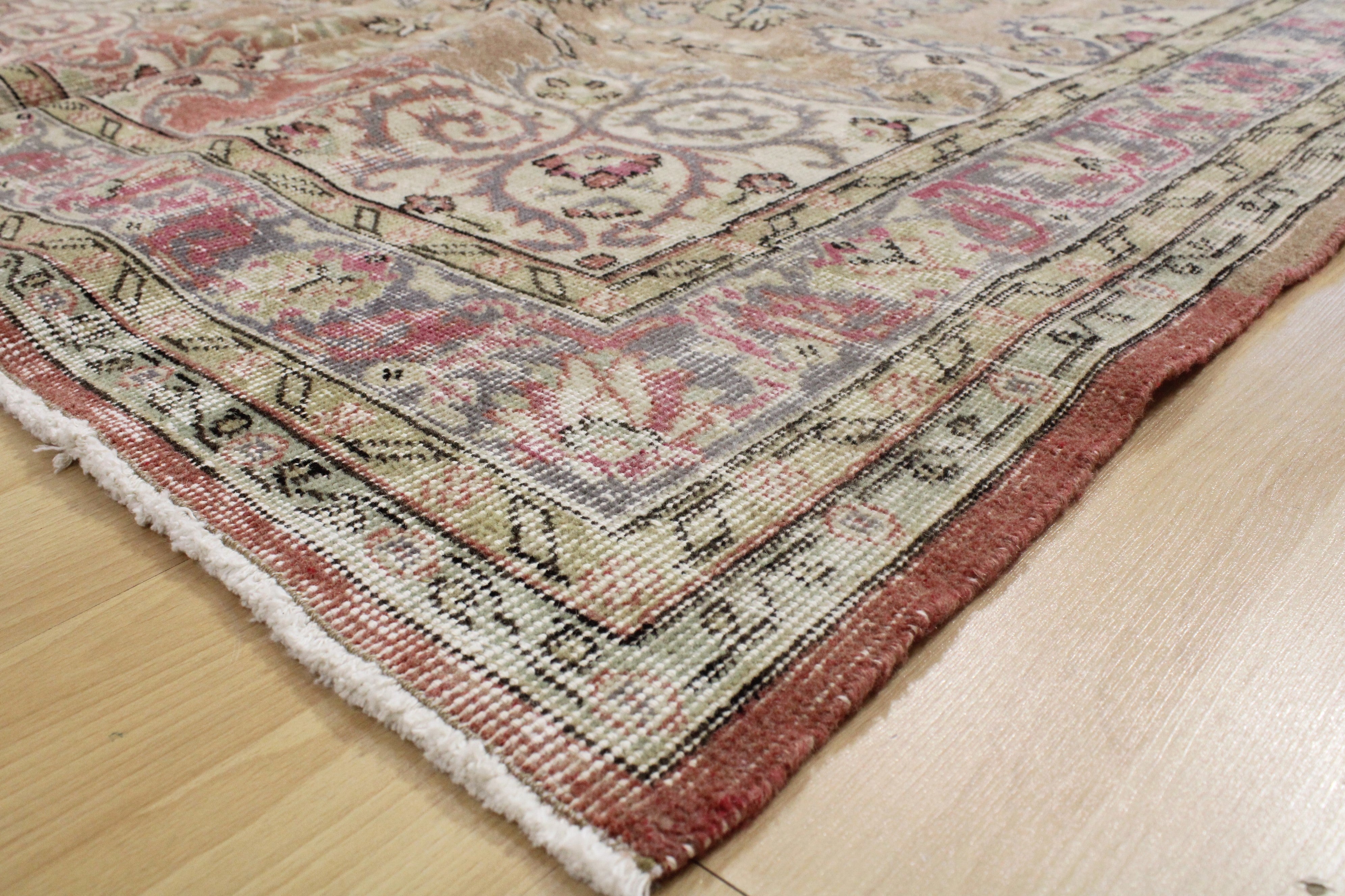 Turkish Vintage Hand-Knotted Wool Rug