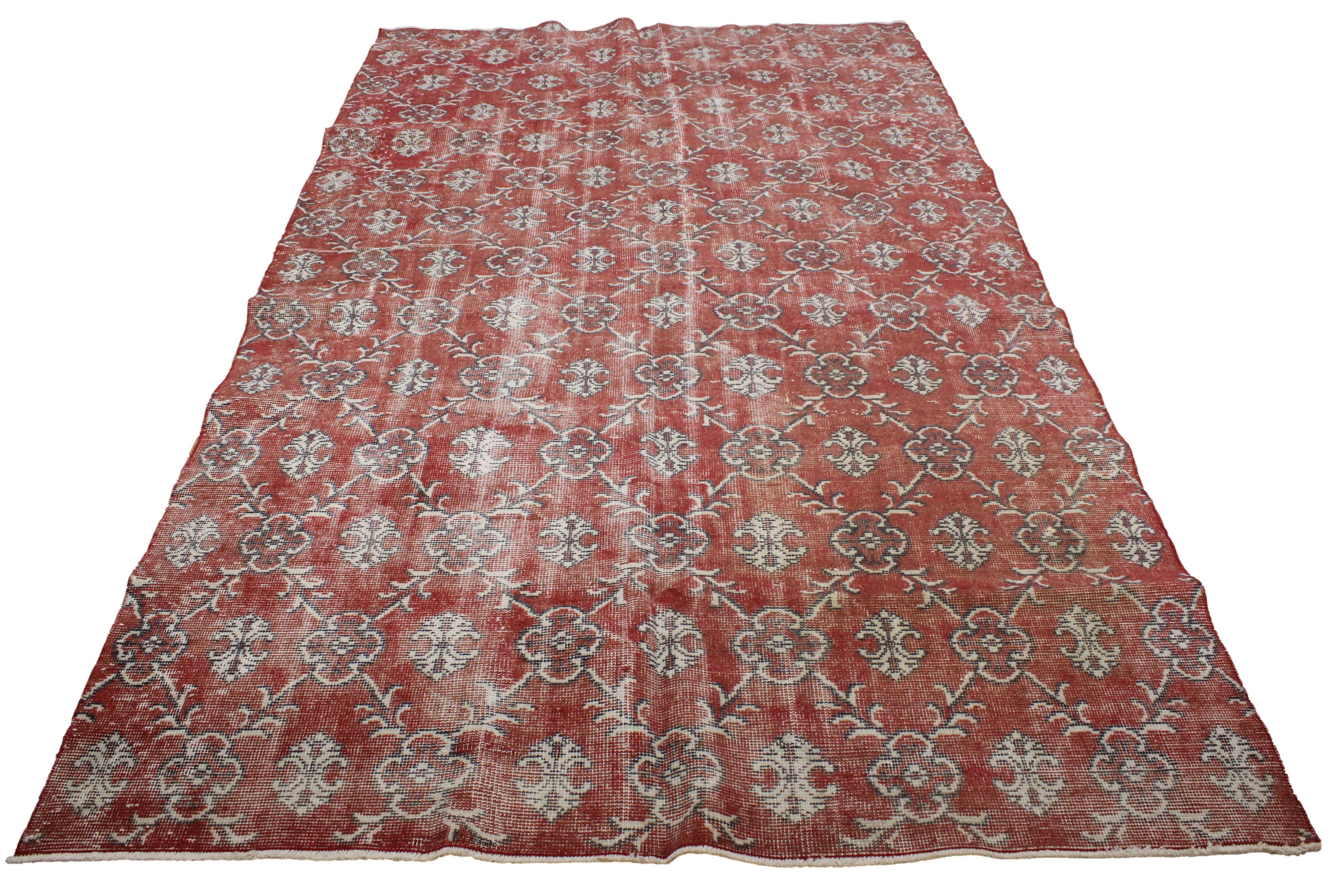 Turkish Vintage Hand-Knotted Wool Rug