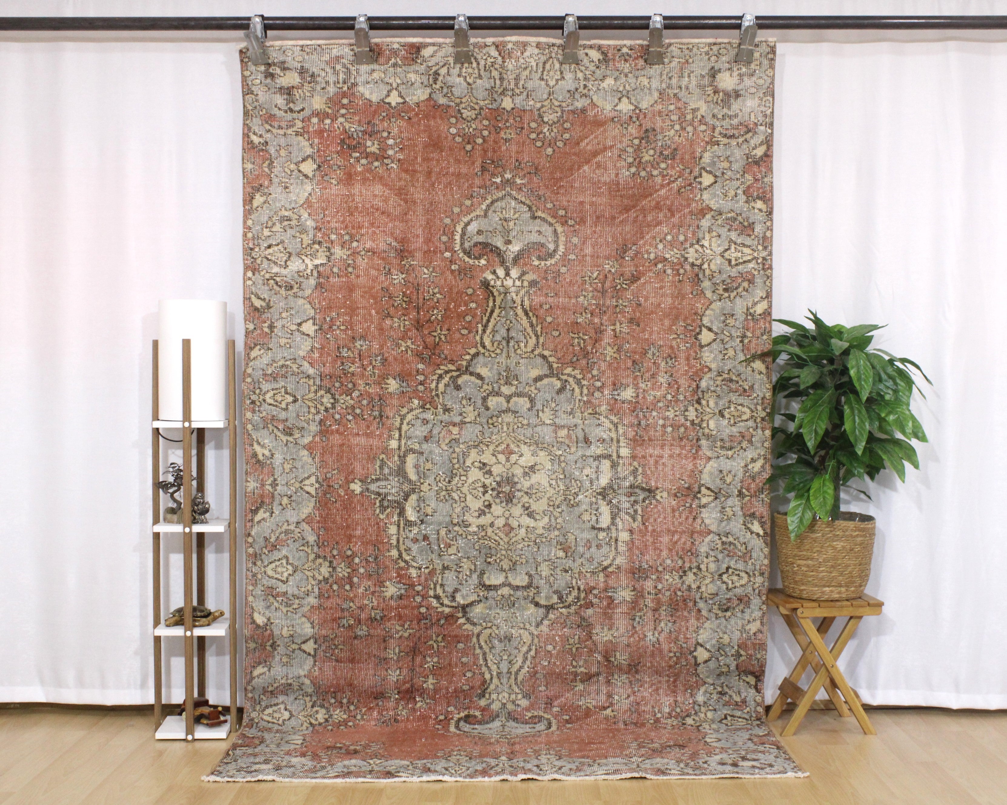 Turkish Vintage Hand-Knotted Wool Rug