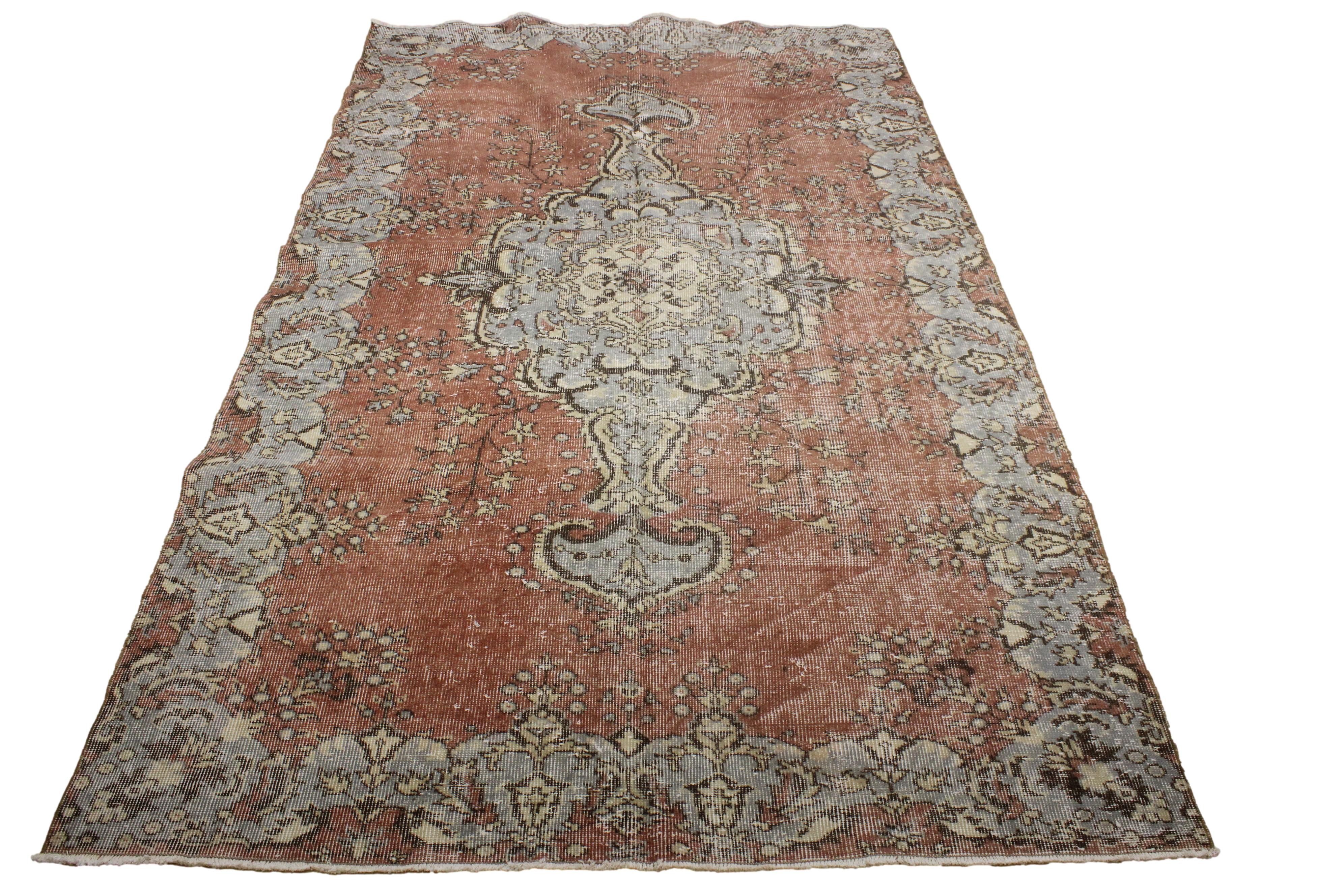 Turkish Vintage Hand-Knotted Wool Rug