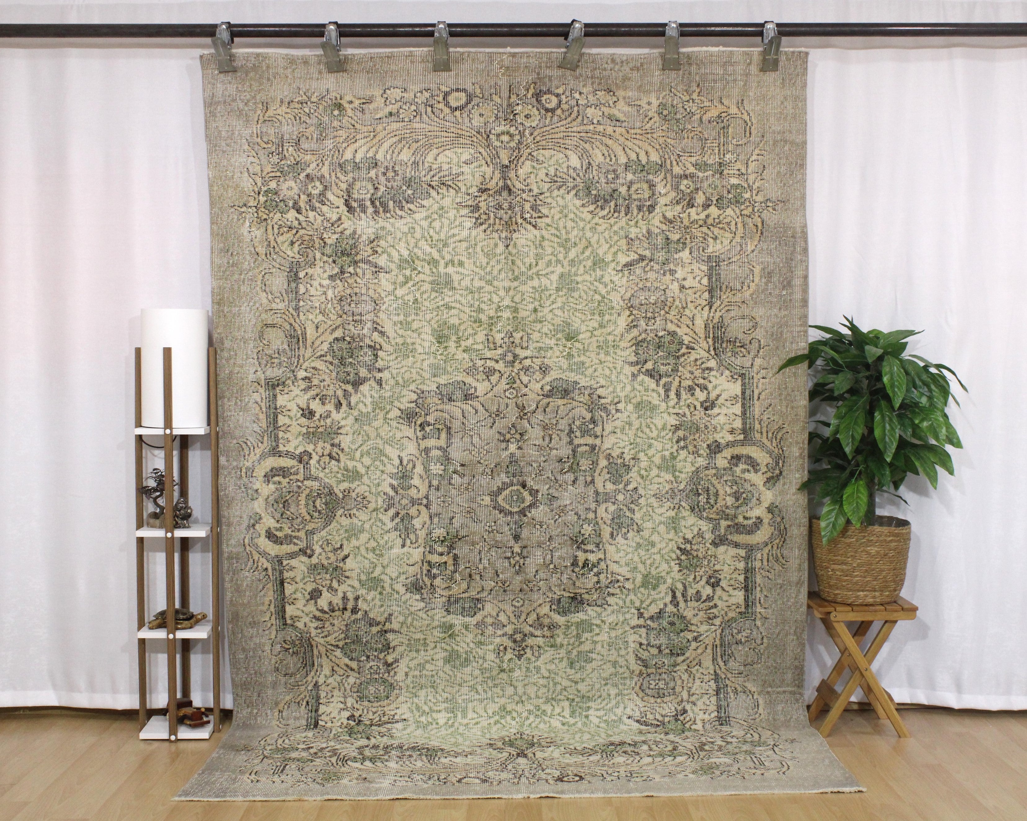 Turkish Vintage Hand-Knotted Wool Rug