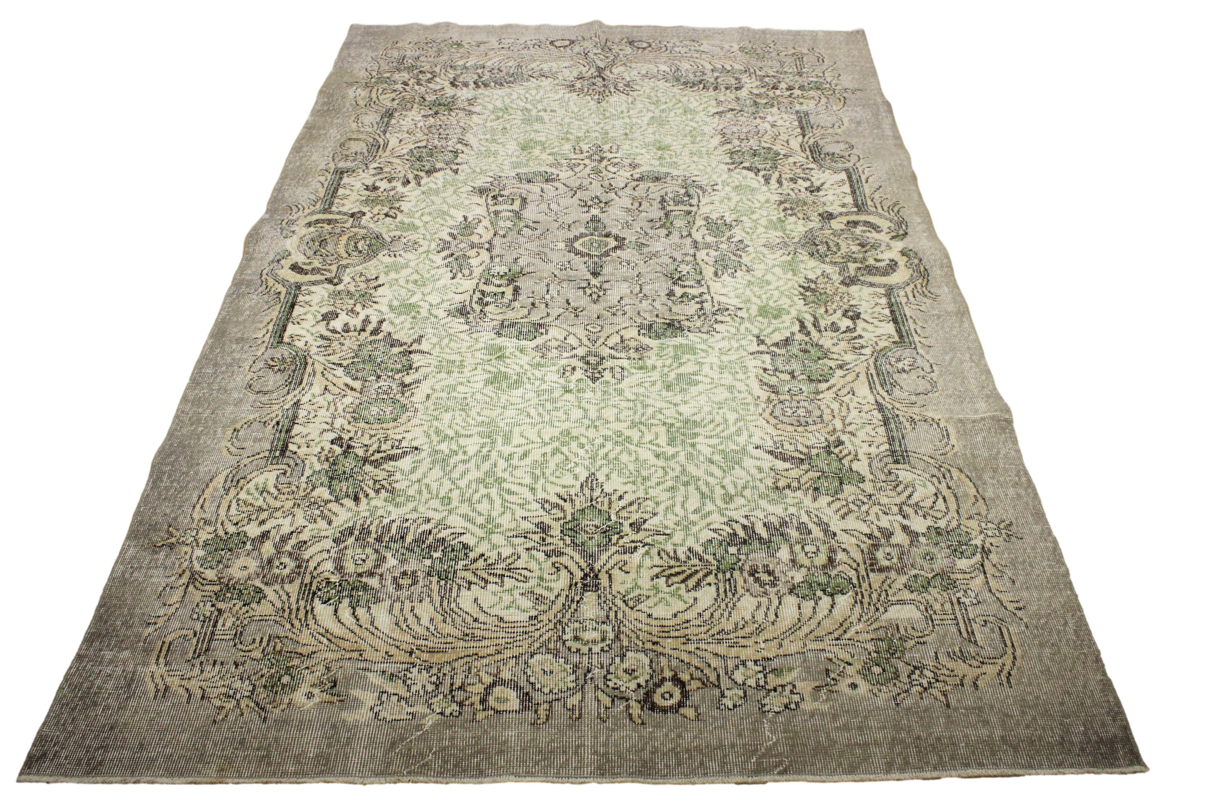 Turkish Vintage Hand-Knotted Wool Rug