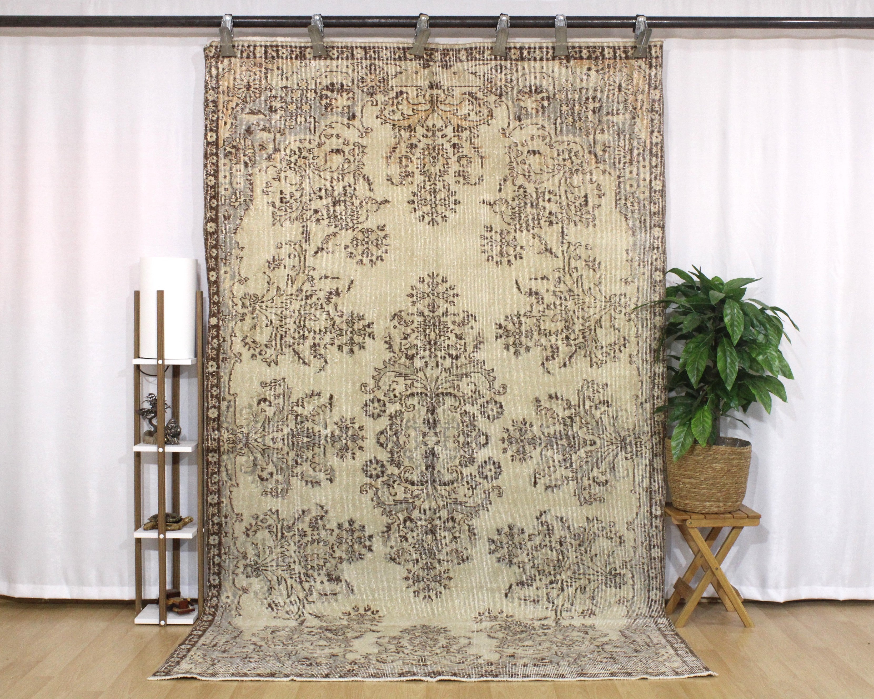 Turkish Vintage Hand-Knotted Wool Rug