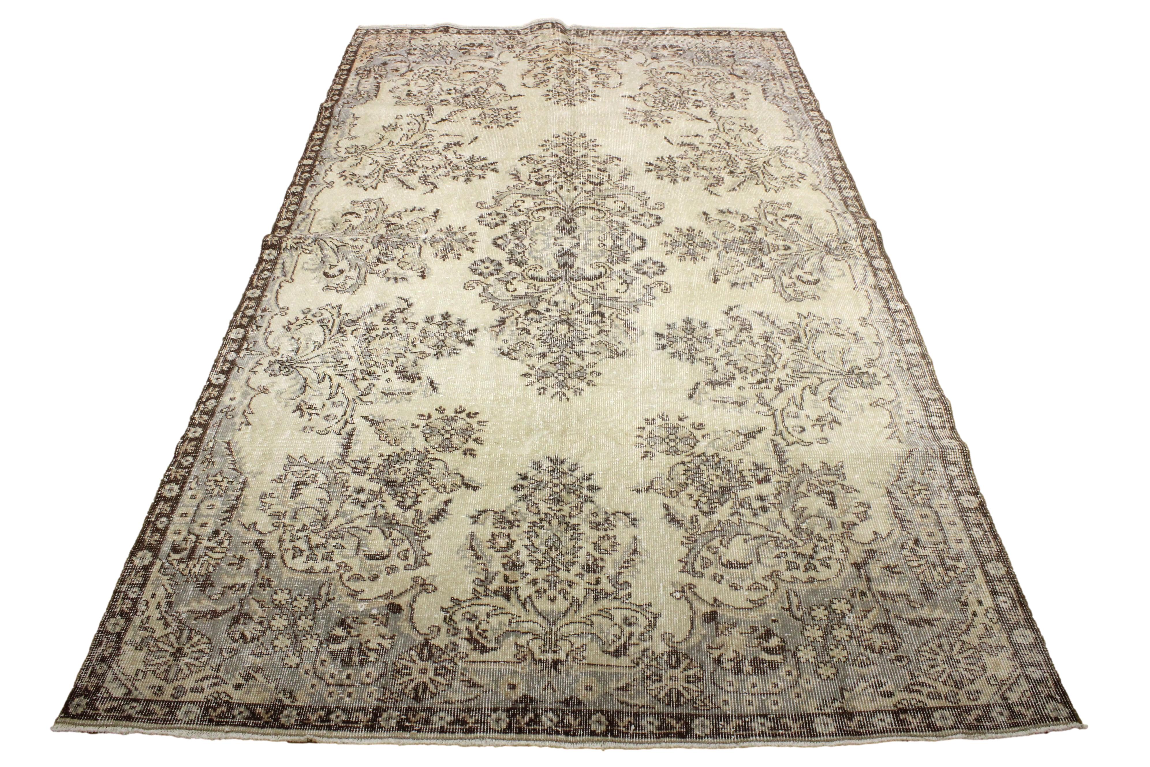 Turkish Vintage Hand-Knotted Wool Rug