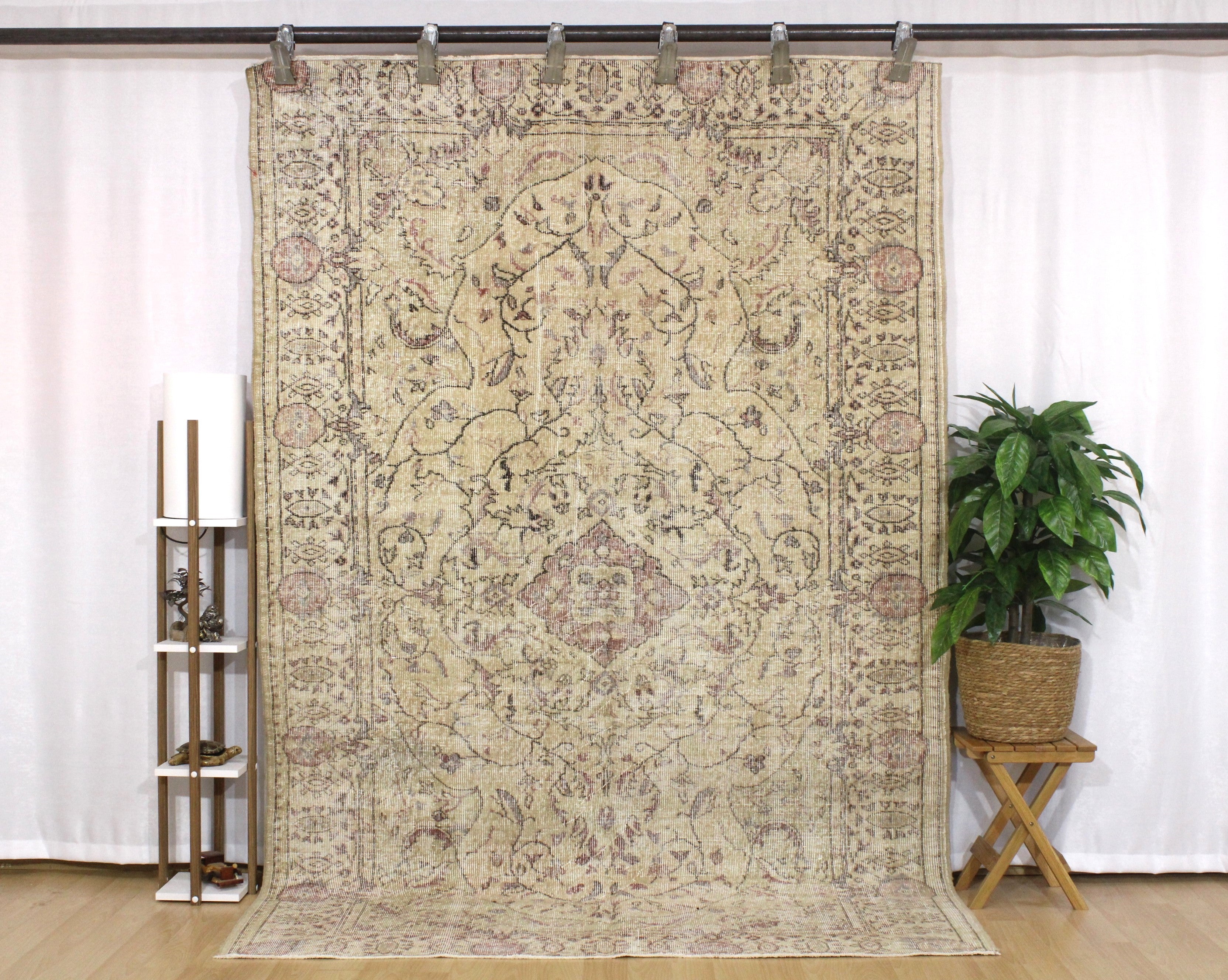 Turkish Vintage Hand-Knotted Wool Rug