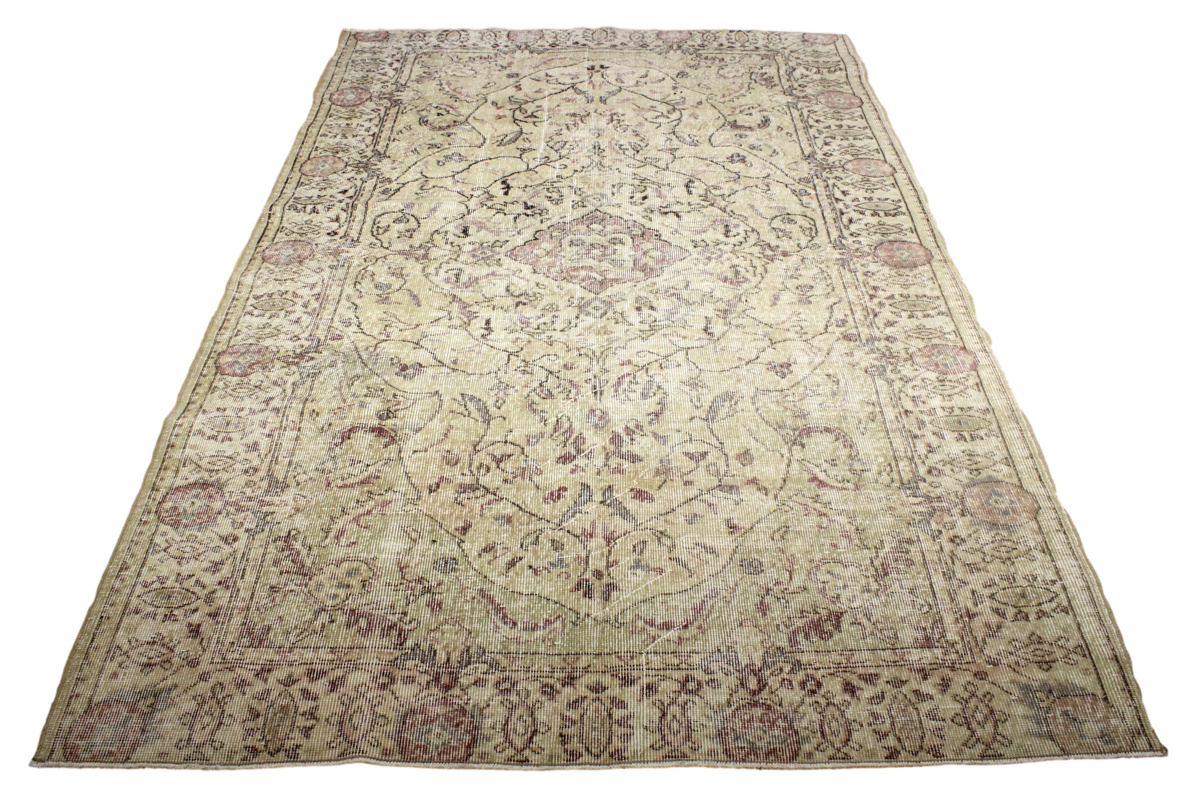 Turkish Vintage Hand-Knotted Wool Rug